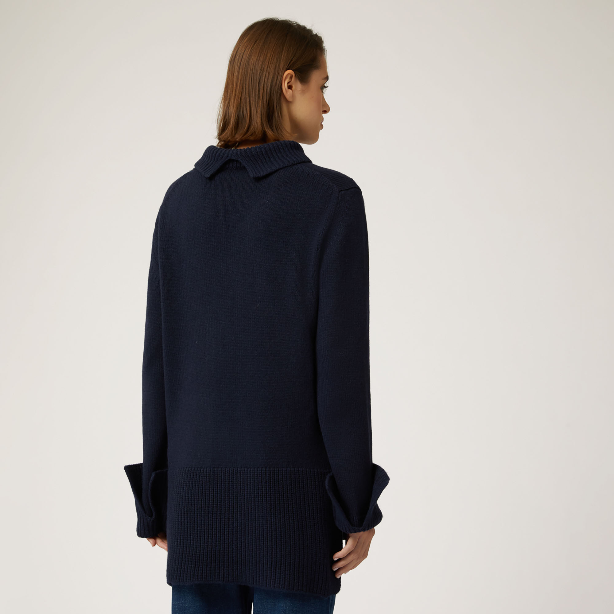 Langer Rollkragenpullover Aus Kaschmir Color Block, Blau, large image number 1