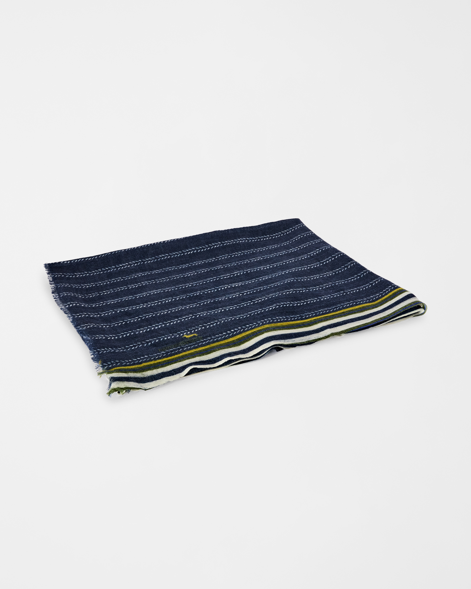 Wool Scarf with Micro Chevron Print, NAVY BLUE, large image number 2