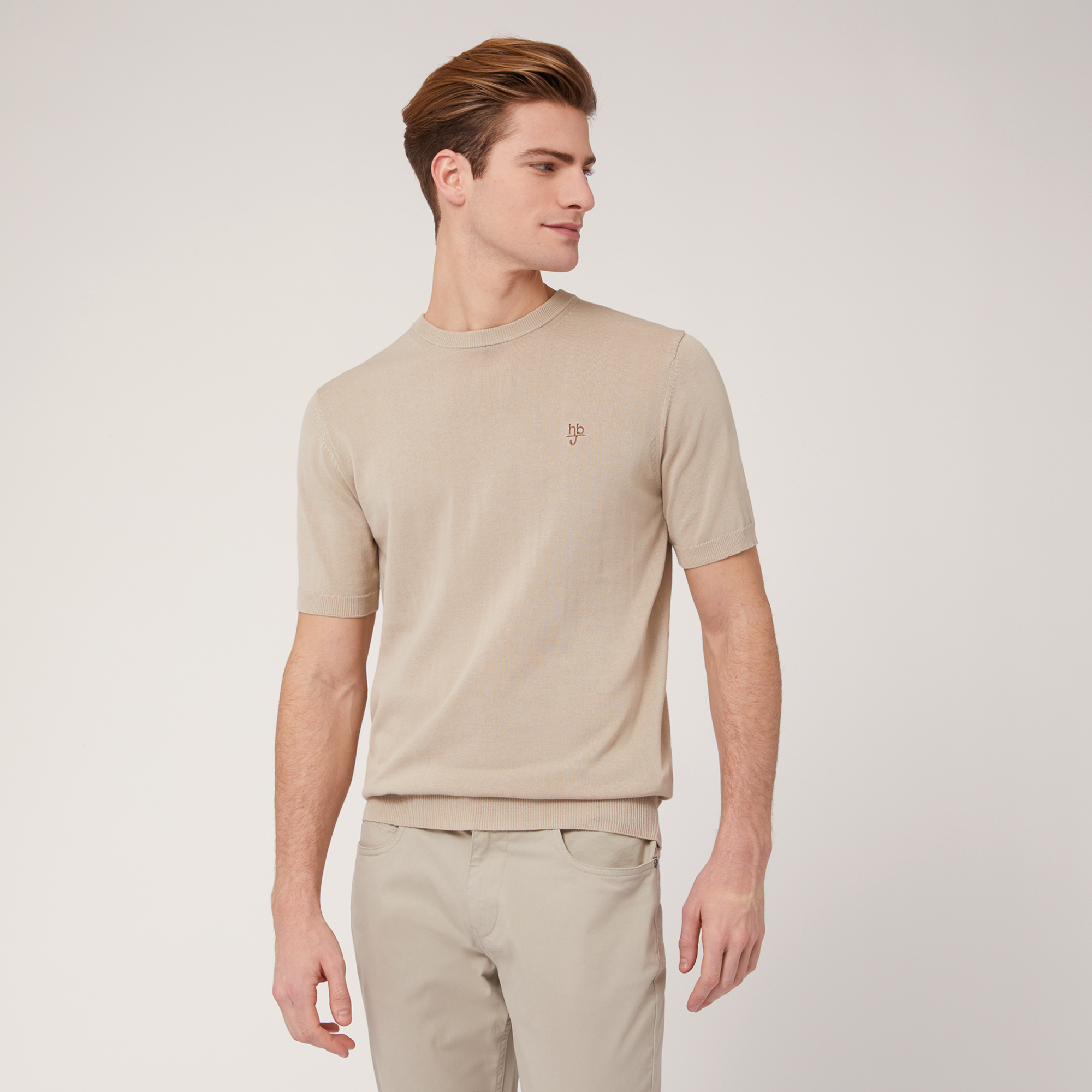 Pullover A Maniche Corte, Beige, large image number 0