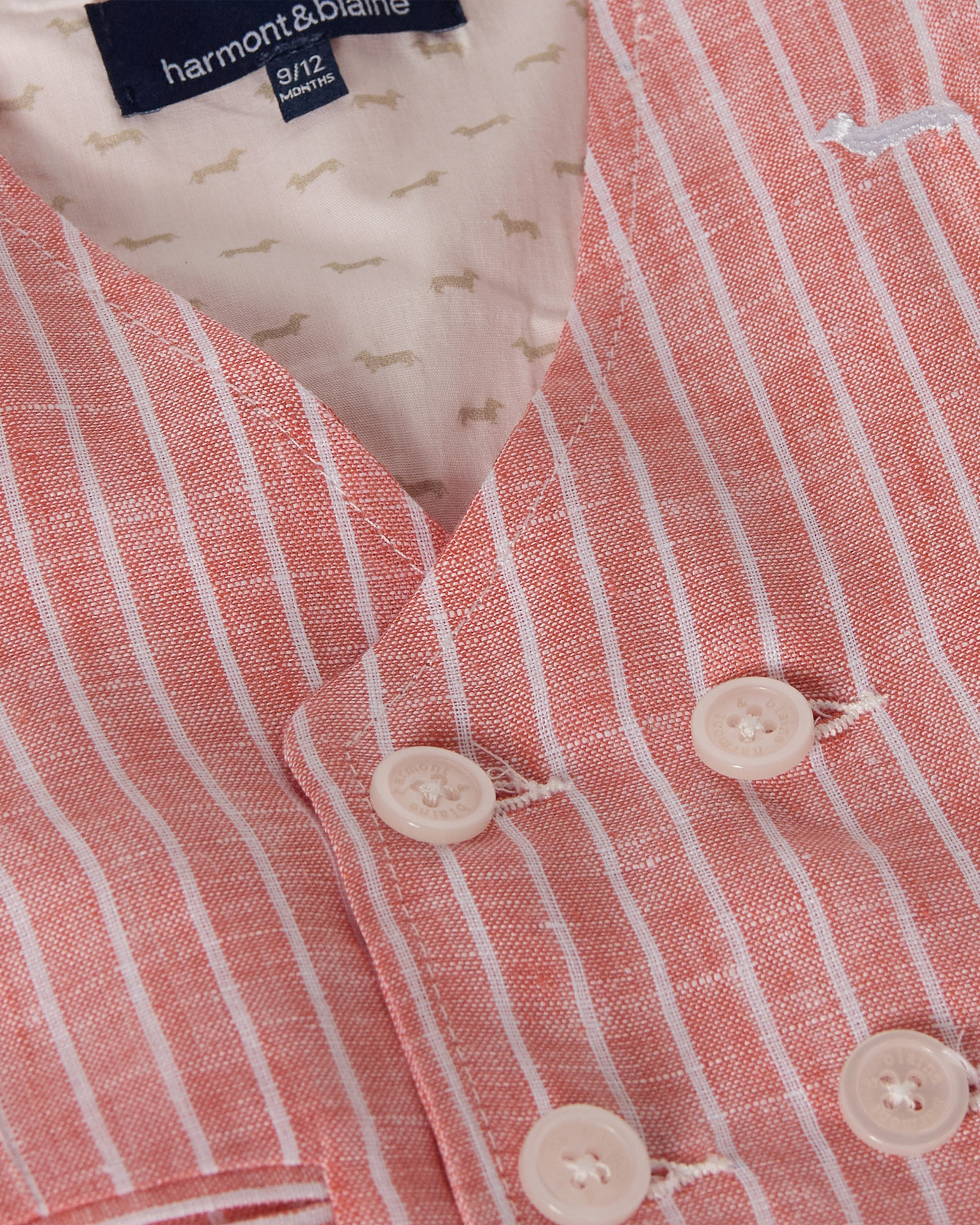 Gilet in lino a righe, Rosa Scuro, large image number 2