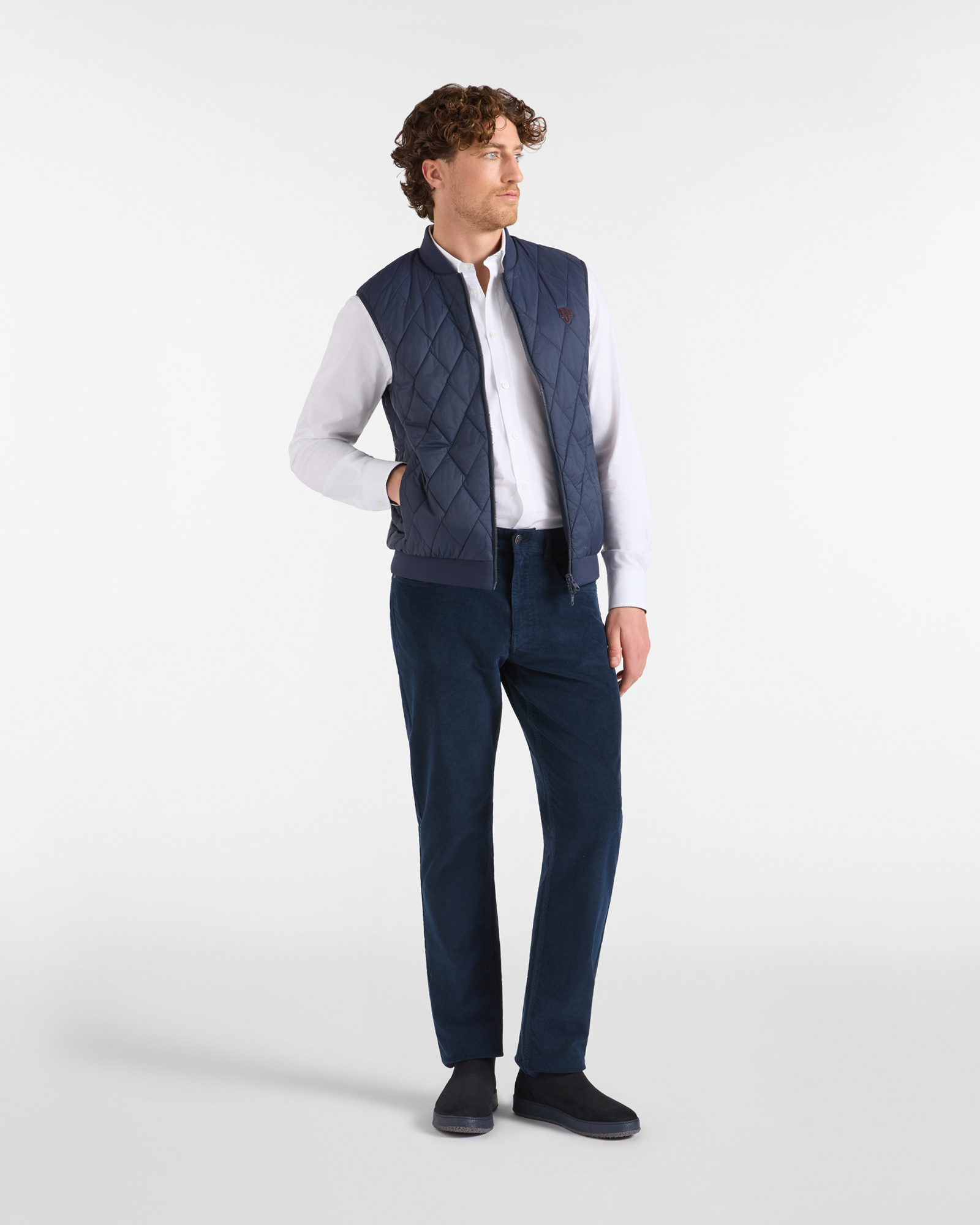 Pantalone HBJ Uomo Regular Fit 5 Tasche in Velluto di Cotone Stretch, BLU SCURO, large