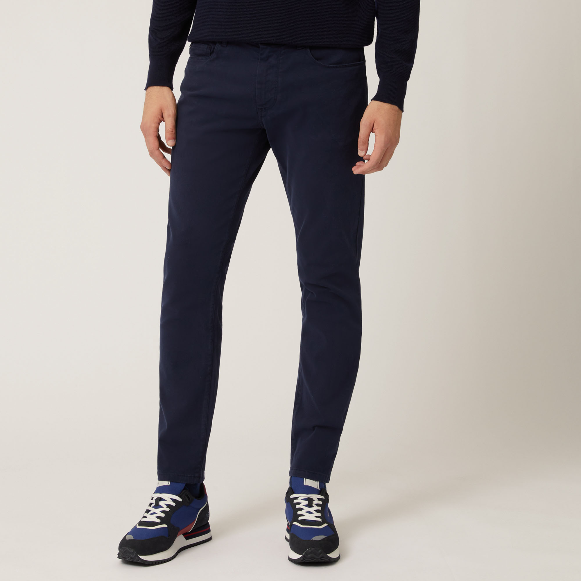 Pantalone Cinque Tasche Slim Fit, Blu Navy, large