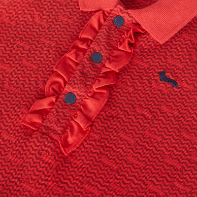 Cropped polo shirt with micro pattern print, Red, large image number 2