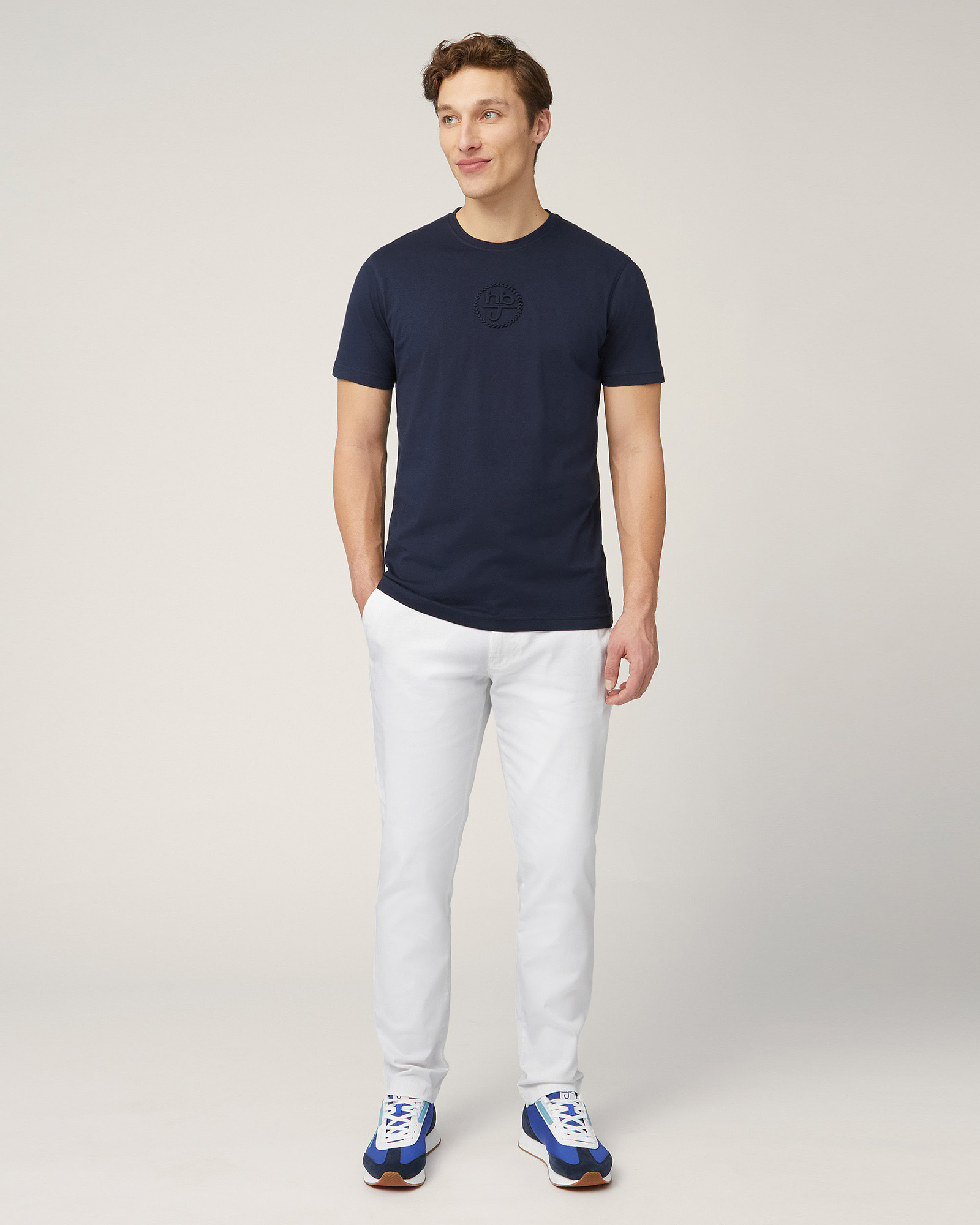 T-shirt with Monogram Print, Dark Blue, large image number 3