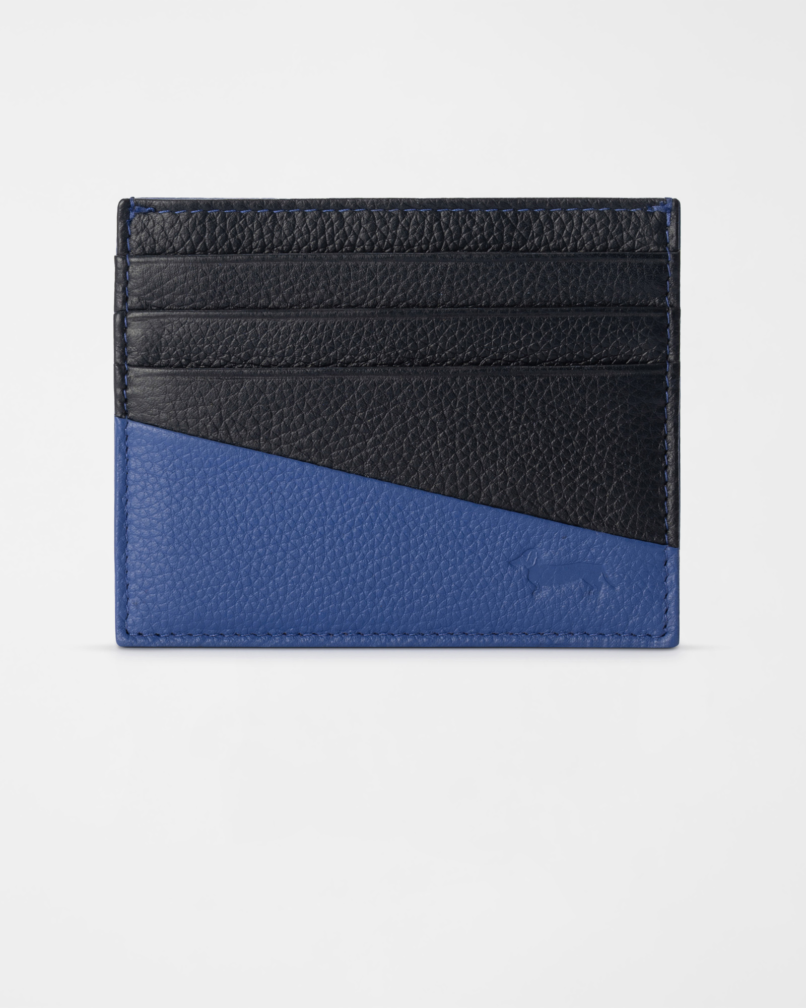 Tarjetero para hombre de piel aut&eacute;ntica azul claro/negro