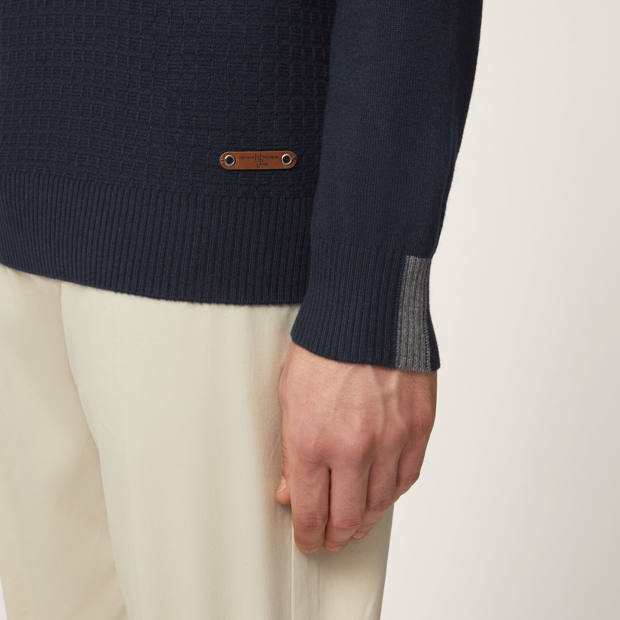 Pullover Girocollo In Misto Lana Con Texture 3D, Light Blue, large image number 2
