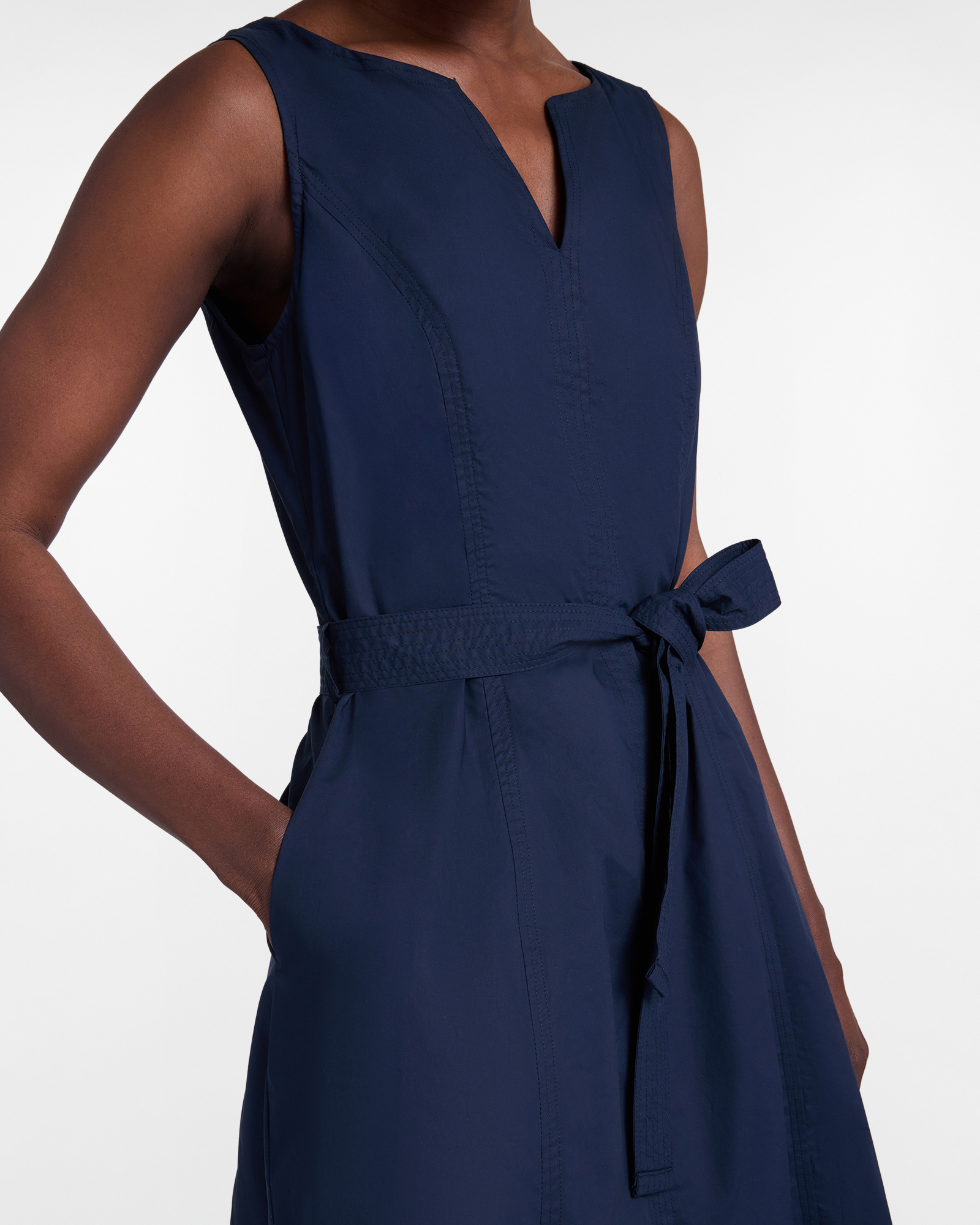 Women's cotton dress with contrasting trim, Blue, large image number 2