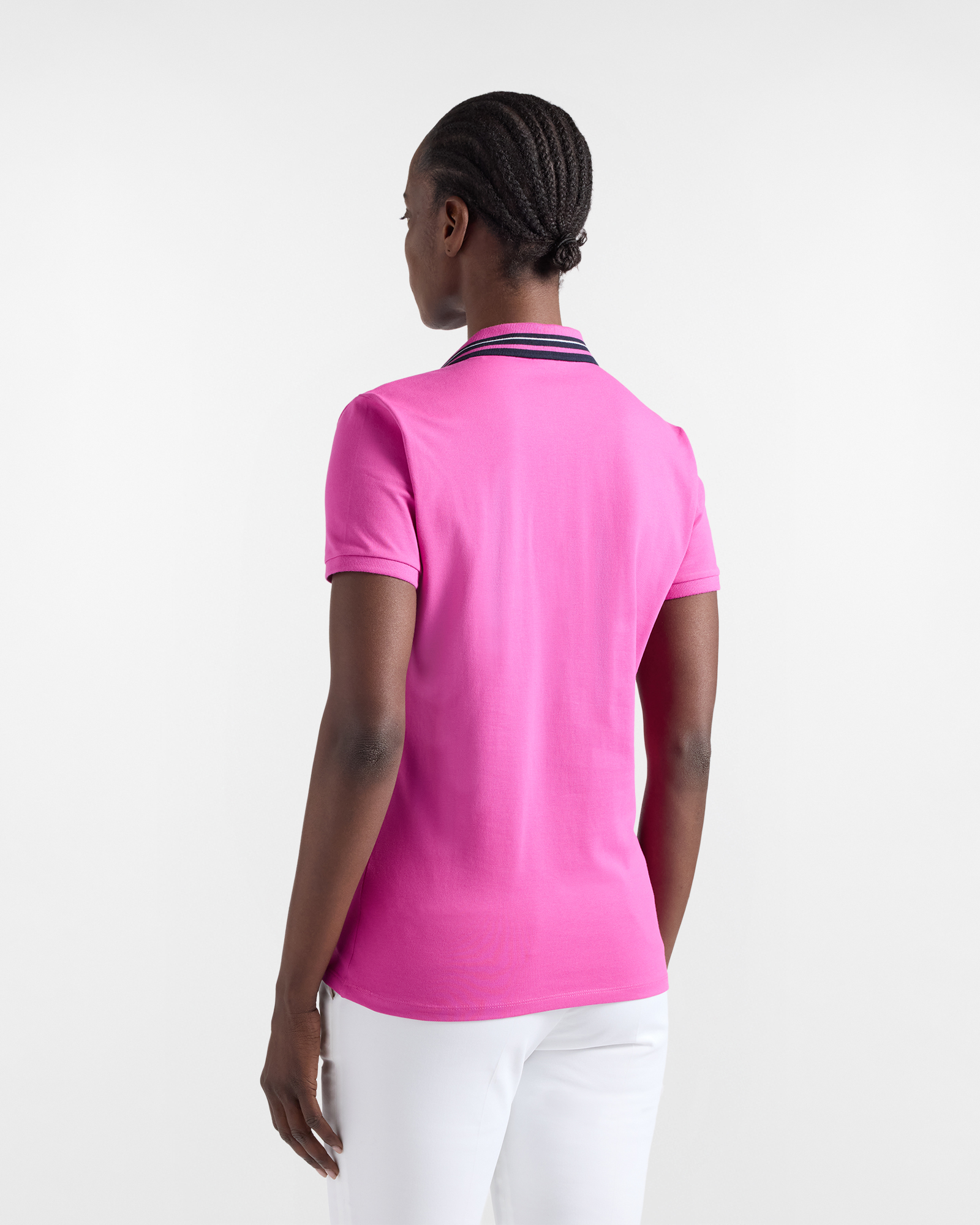 Women's polo shirt with ribbed neckline