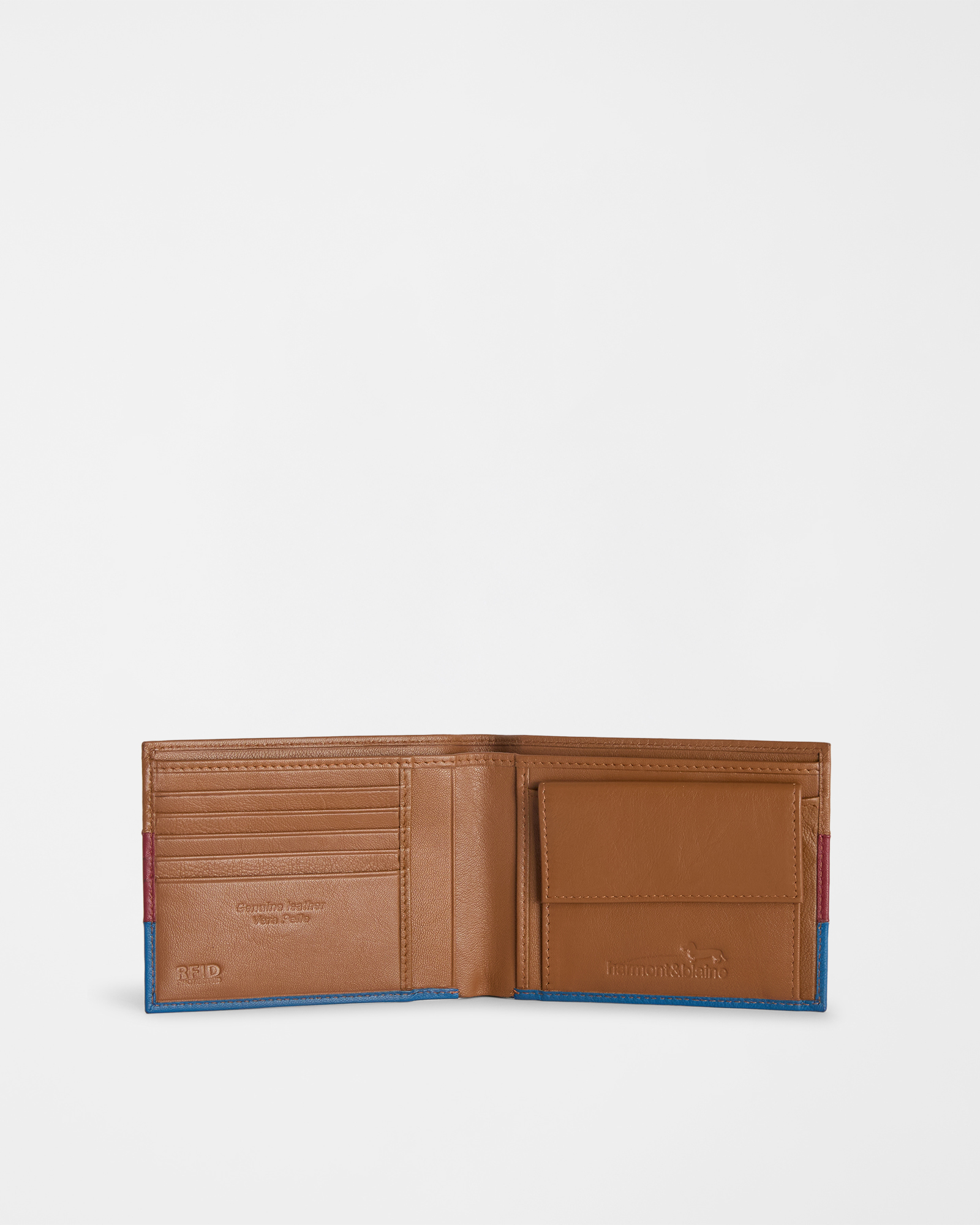 Leather wallet with bands, Beige, large image number 2