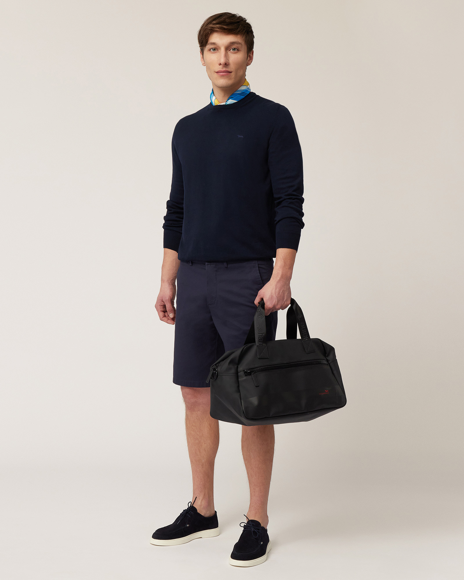 Stretch Cotton Bermuda Shorts, Navy Blue, large image number 3