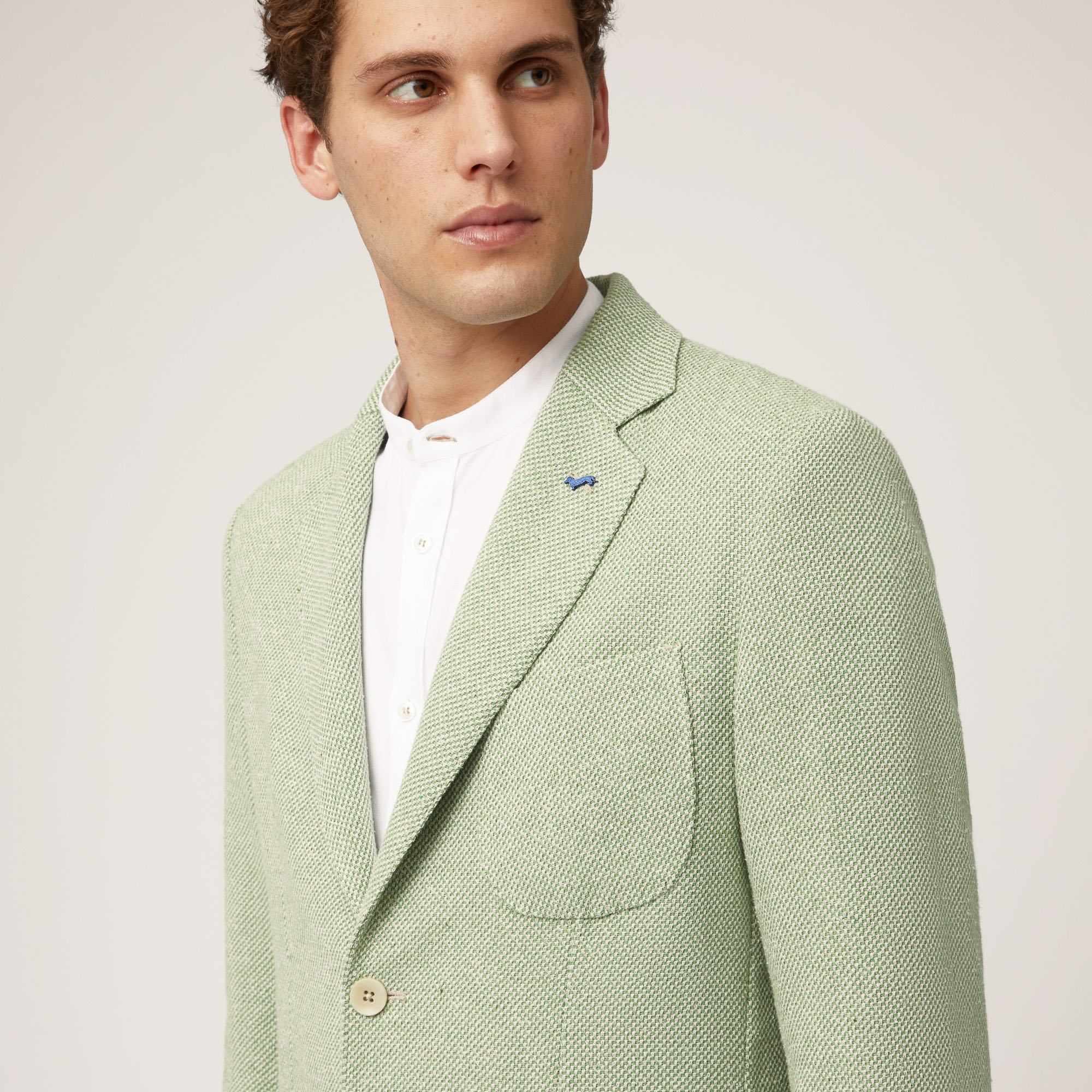 Cotton and Linen Jacket with Pockets and Breast Pocket, Herb, large image number 2