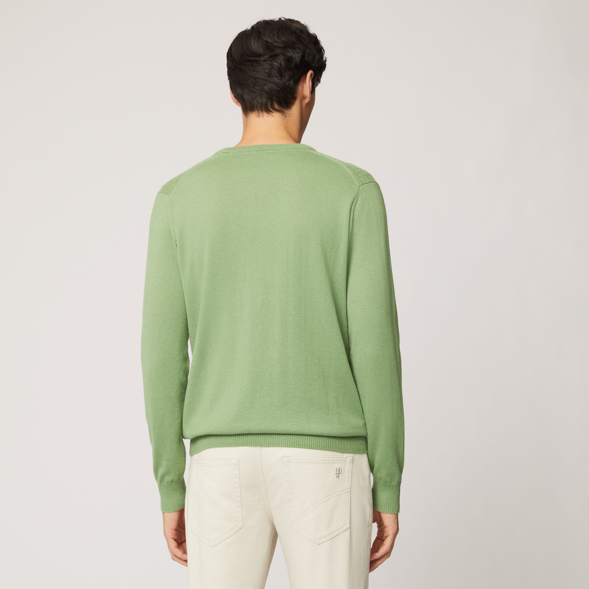 Pullover Girocollo In Misto Lana Con Texture 3D, Verde, large image number 1
