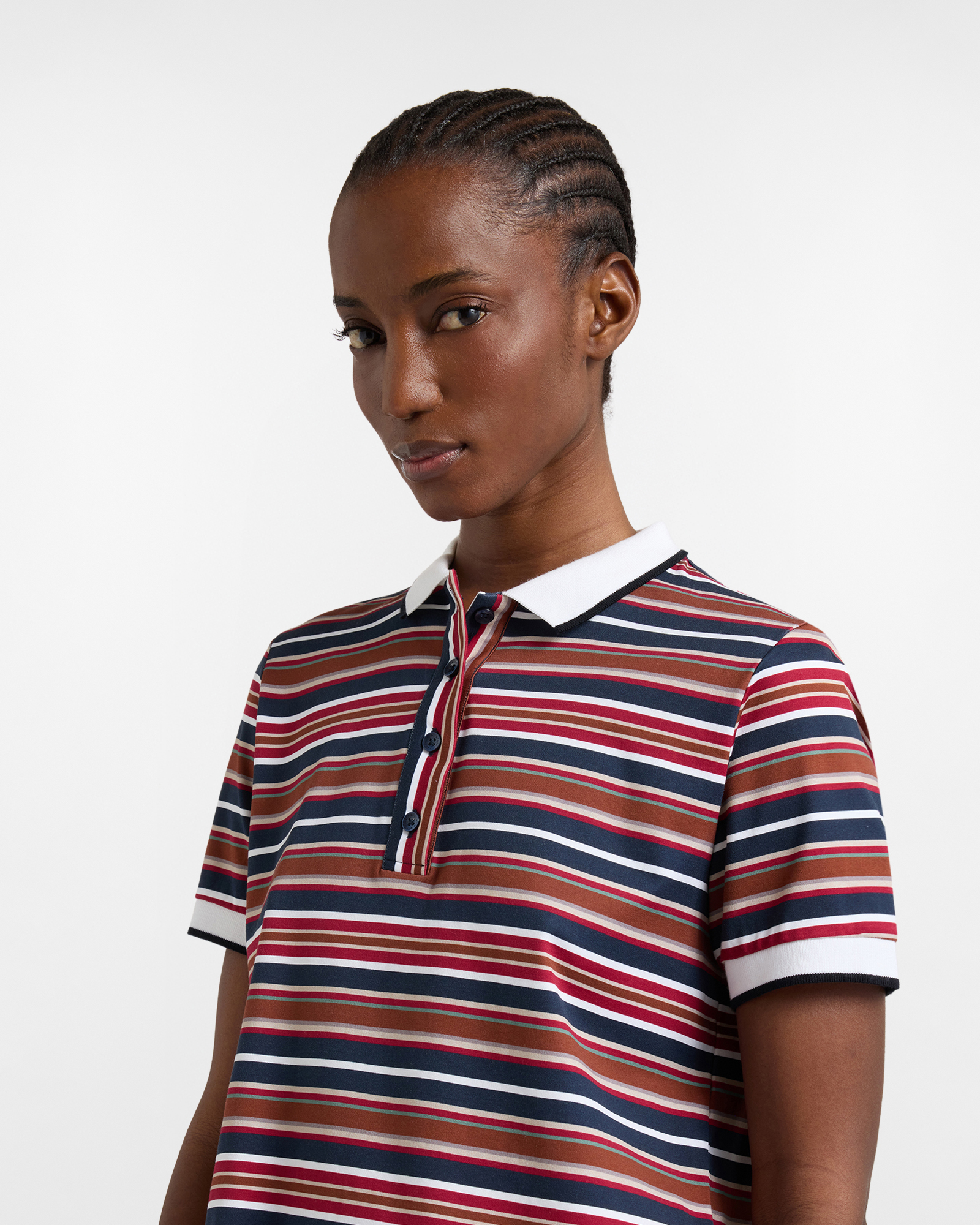 Polo de punto con rayas, Azul, large image number 2