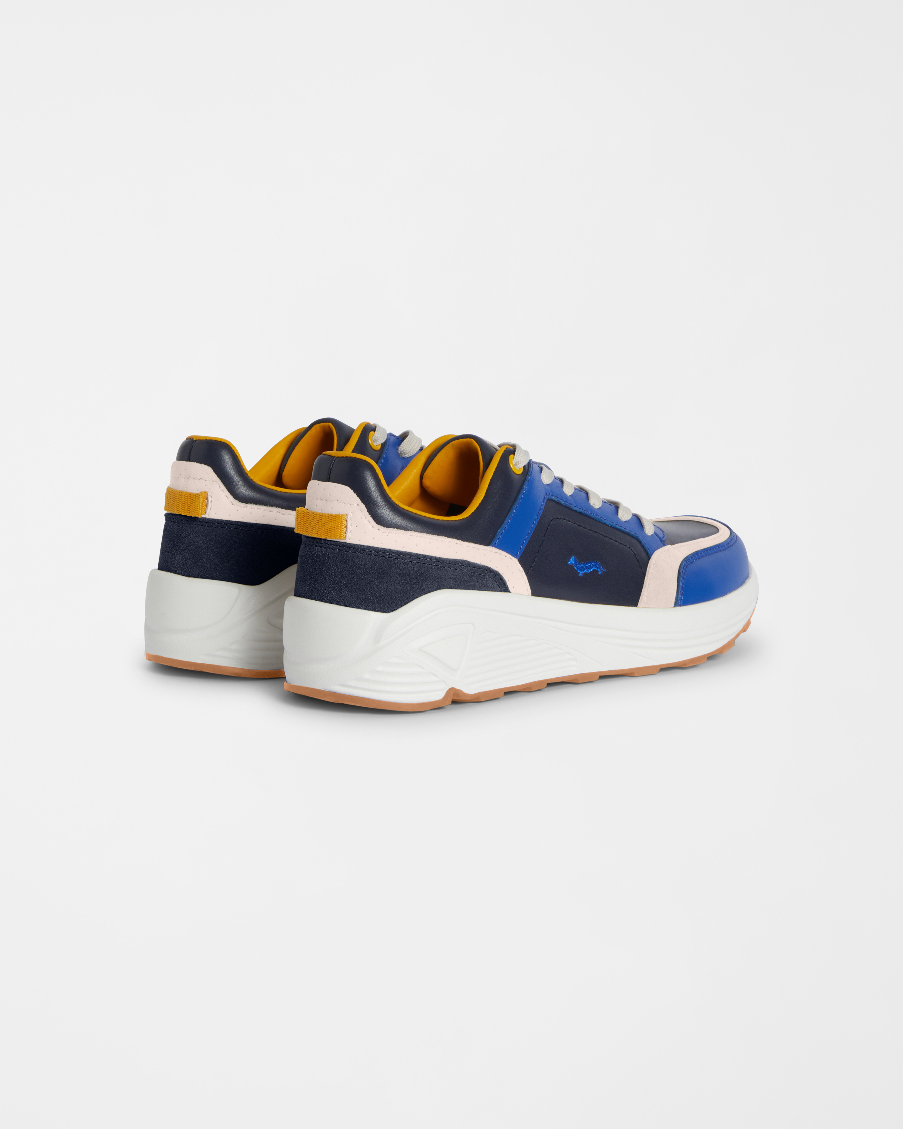 Leather Sneakers with Suede Inserts, Light Brown, large image number 2