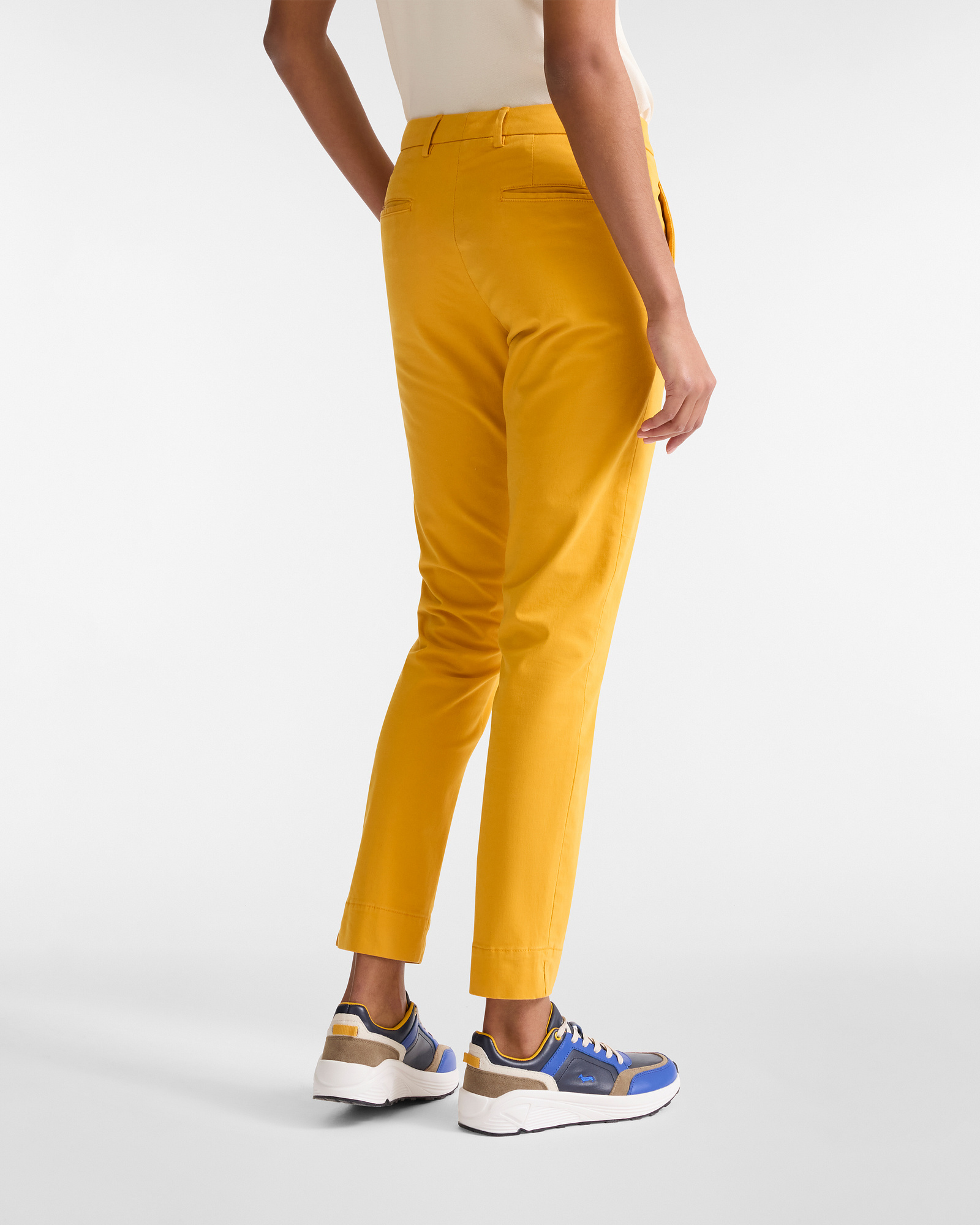Stretch Gabardine Trousers, Yellow, large image number 1