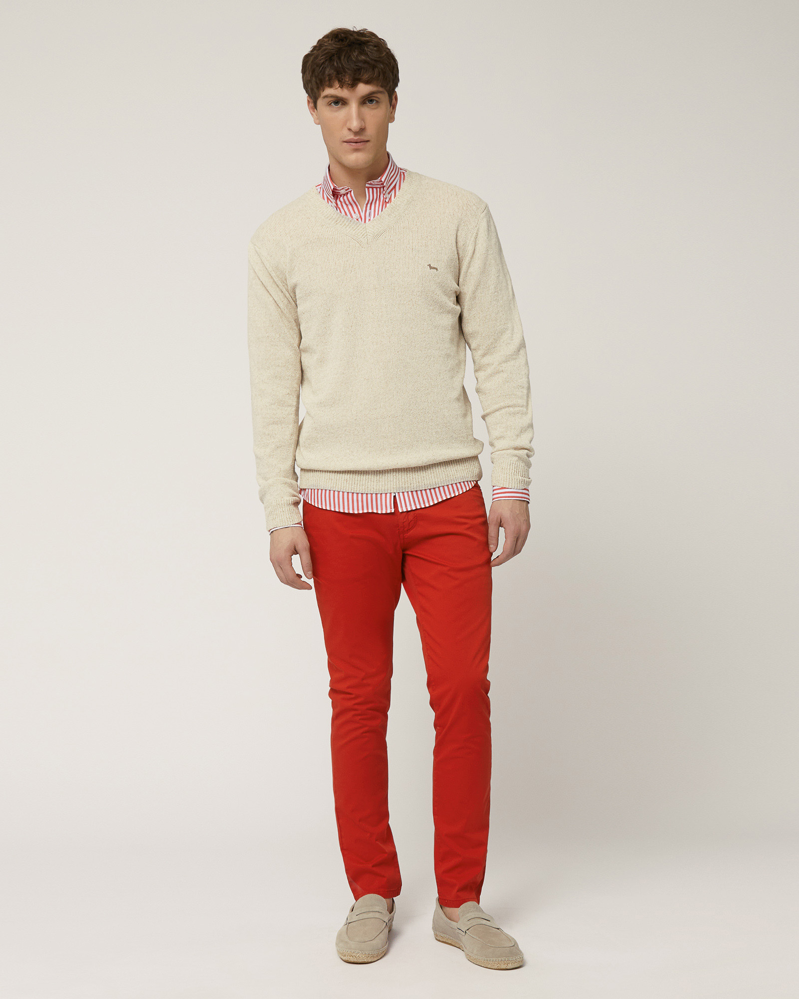 Pantalon Slim En Coton Mélangé, Rouge foncé, large image number 3