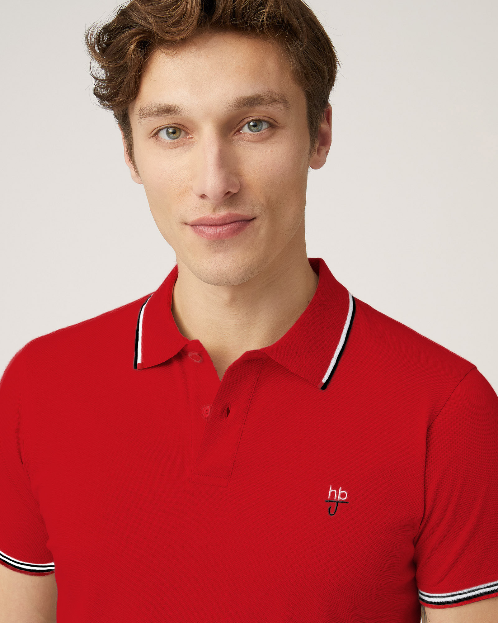 Polo with Contrasting Stripes, Red, large image number 2