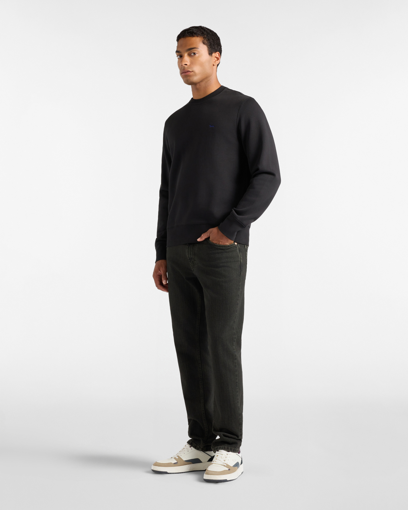 Men's Regular Fit brushed fleece crewneck sweatshirt, BLACK, large image number 3