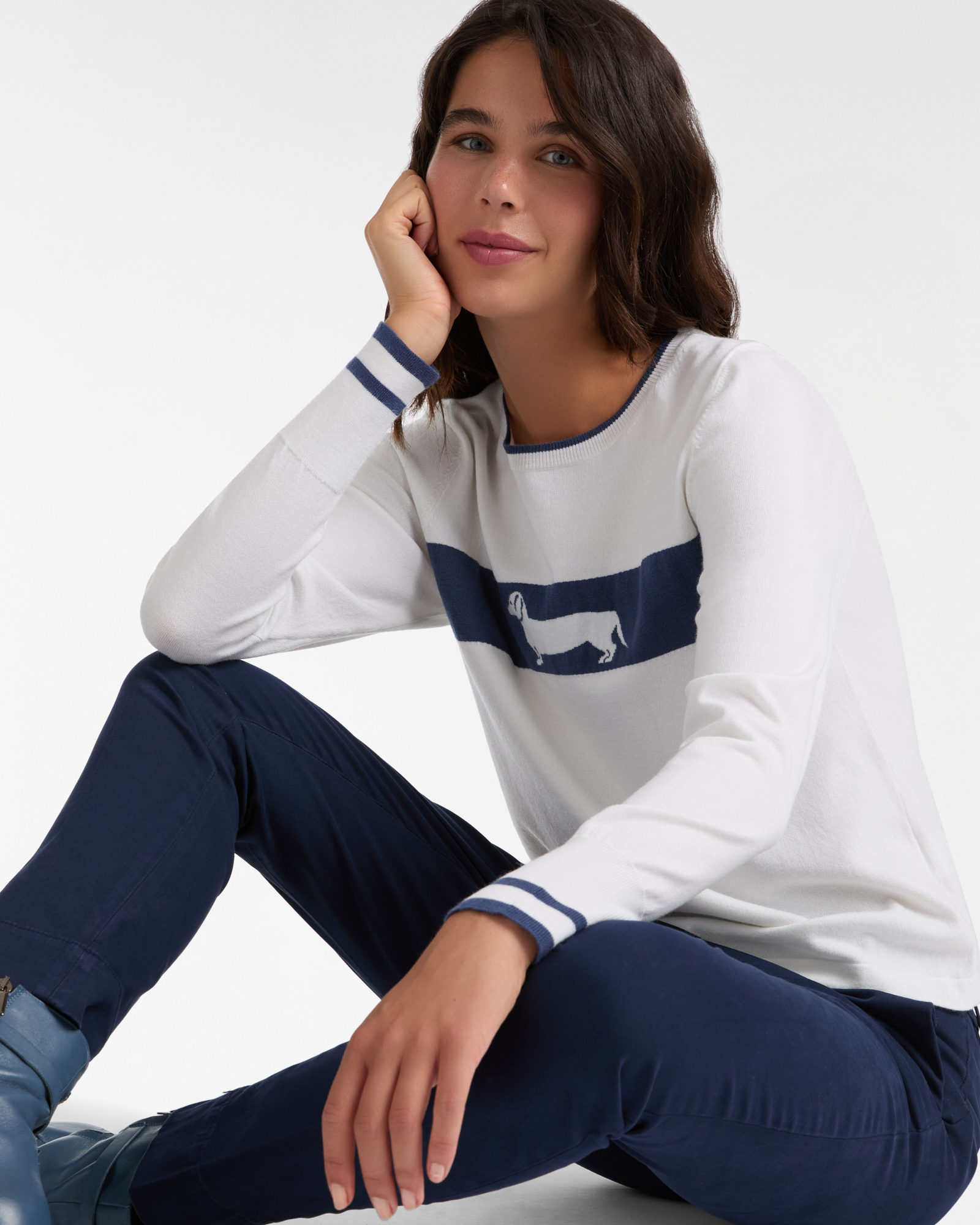 Jacquard Dachshund Sweater, Milk White, large image number 2