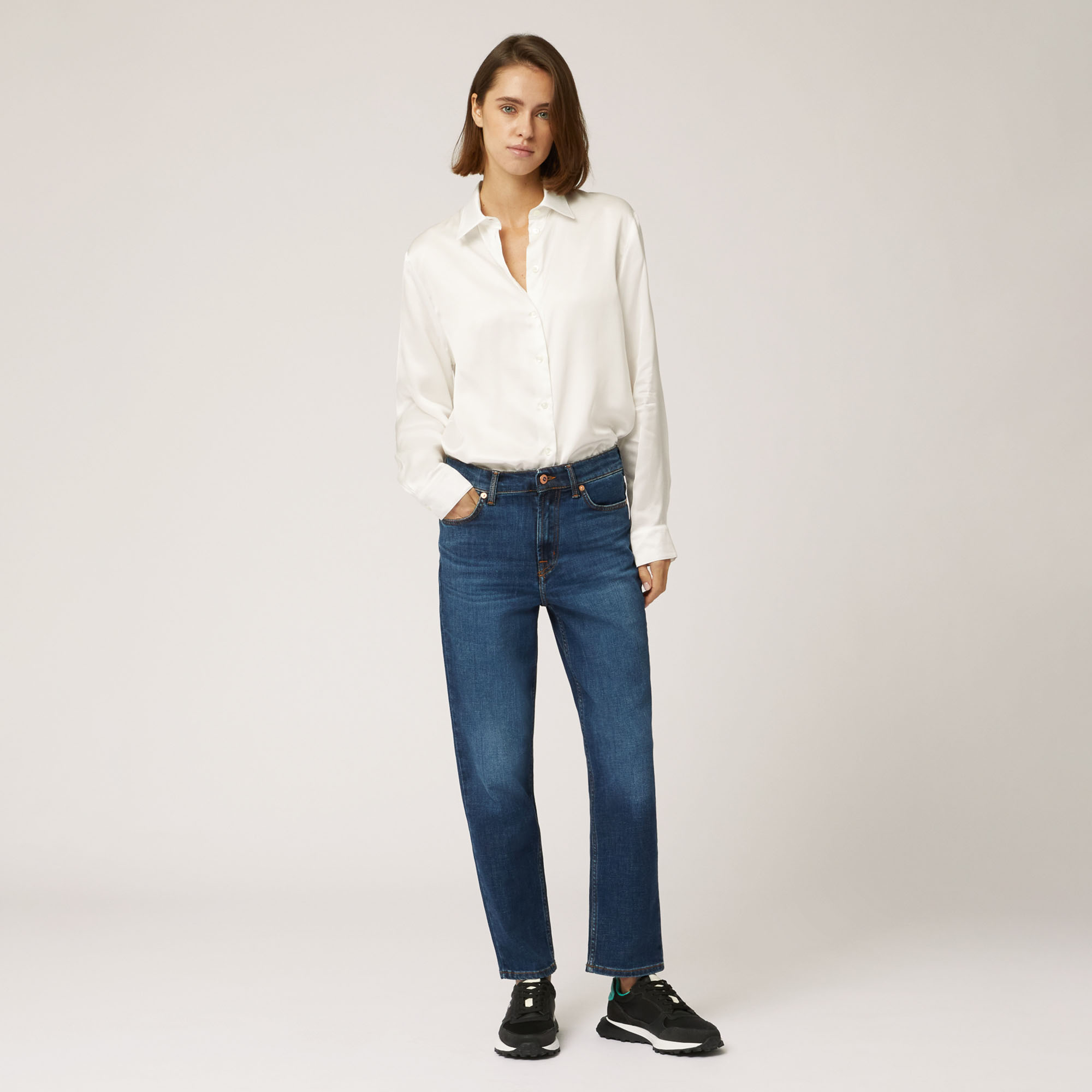 Pantalone Cinque Tasche In Denim Regular Fit, Blu Denim, large image number 3