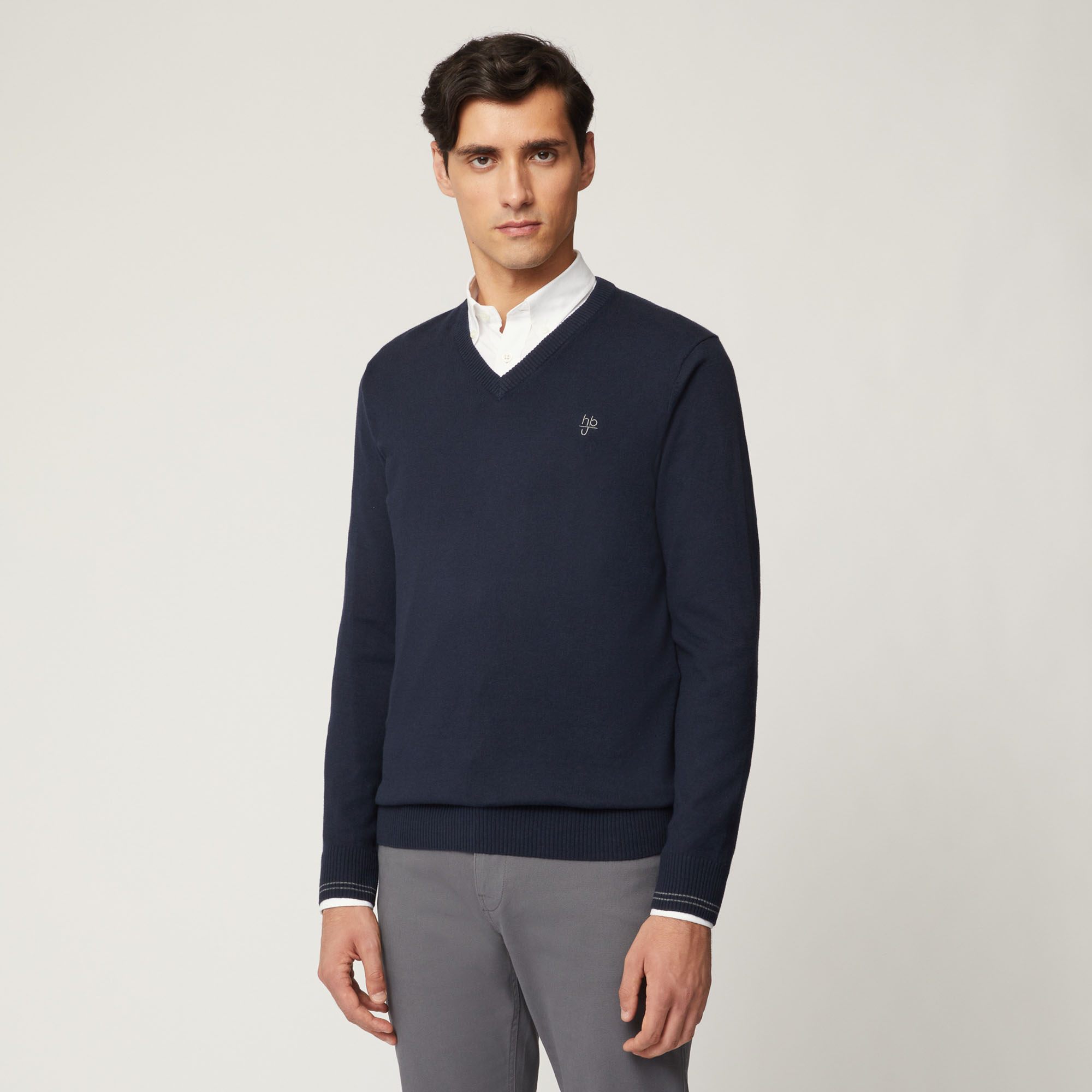 Pullover Con Scollo A V E Dettagli A Contrasto, Light Blue, large image number 0