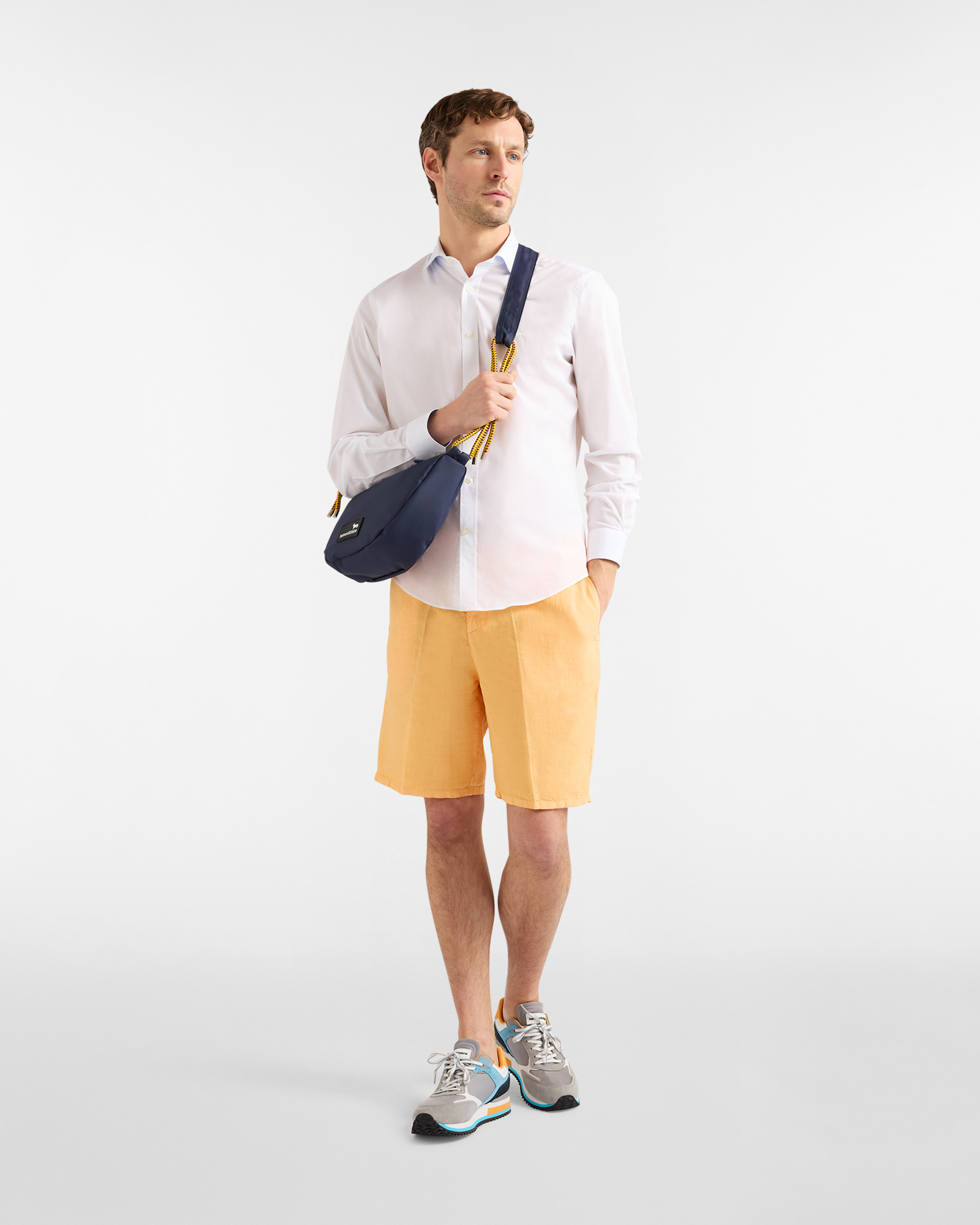Men's Postcard capsule linen Bermuda shorts, Orange, large image number 3