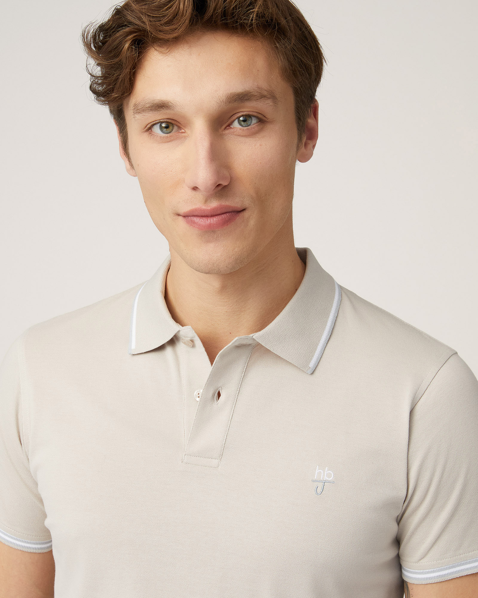 Polo with Contrasting Stripes, Sand, large image number 2
