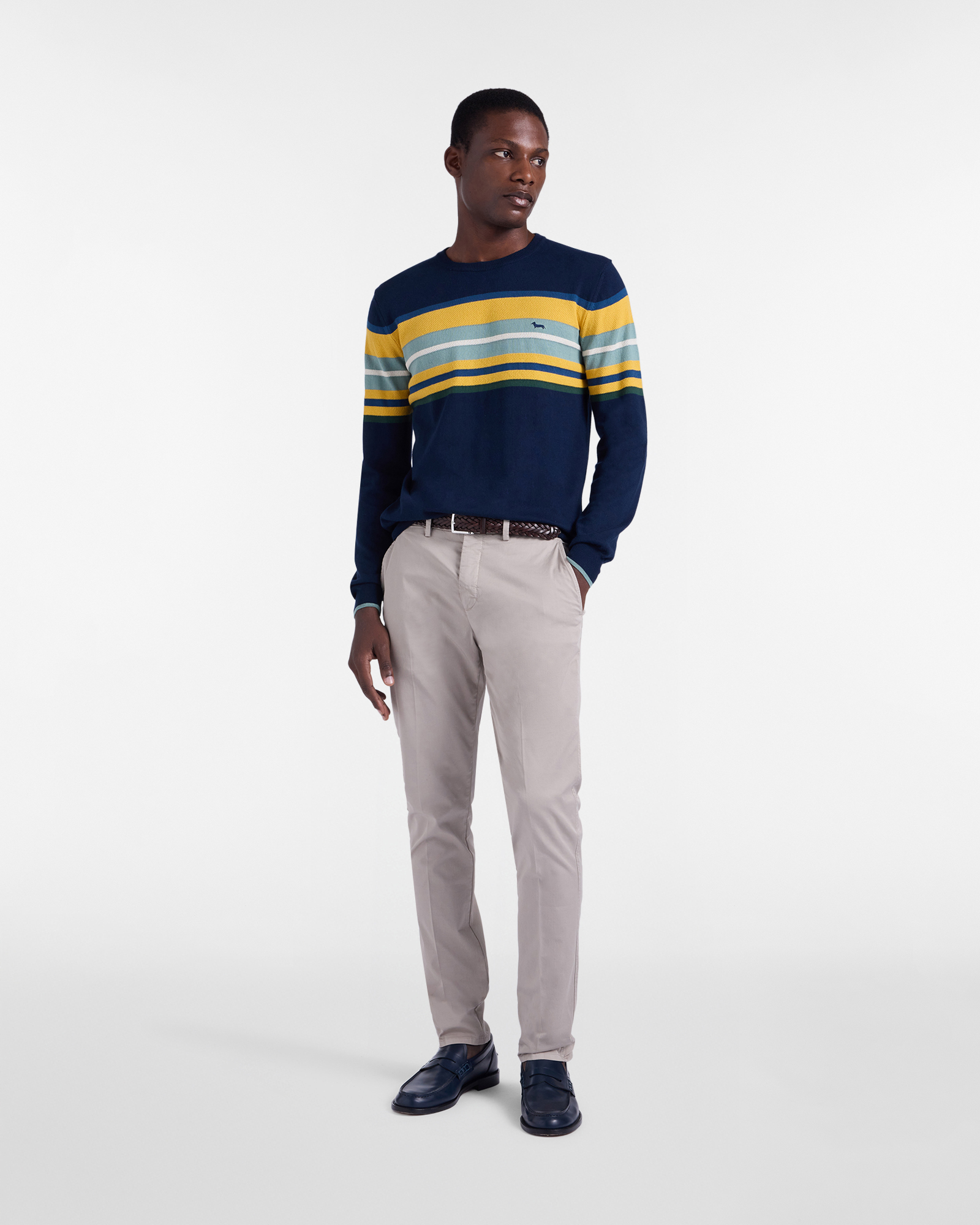Pullover with stripes and 3D processing, Blue, large image number 3