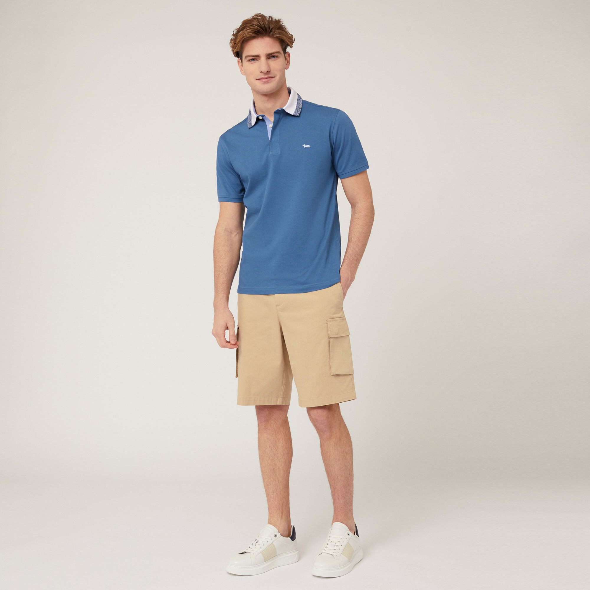 Vietri Polo Shirt with Ribbed Collar, Blue, large image number 3