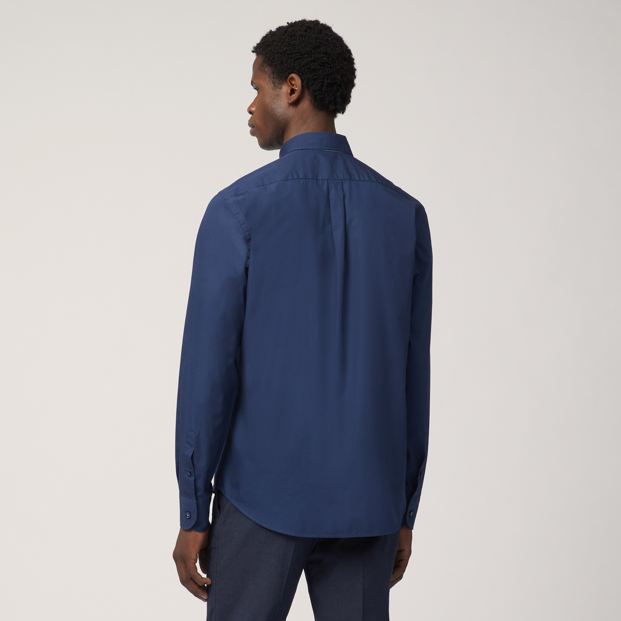 Camisa de algodón con aplicaciones a contraste, Azul, large image number 1