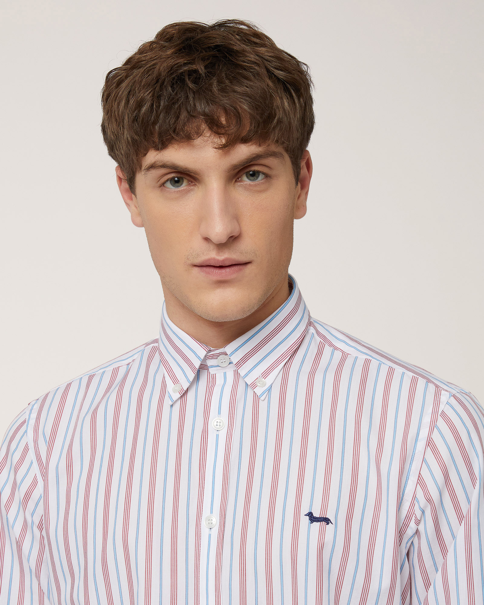Camicia Regular A Righe, Rosso Intenso, large image number 2