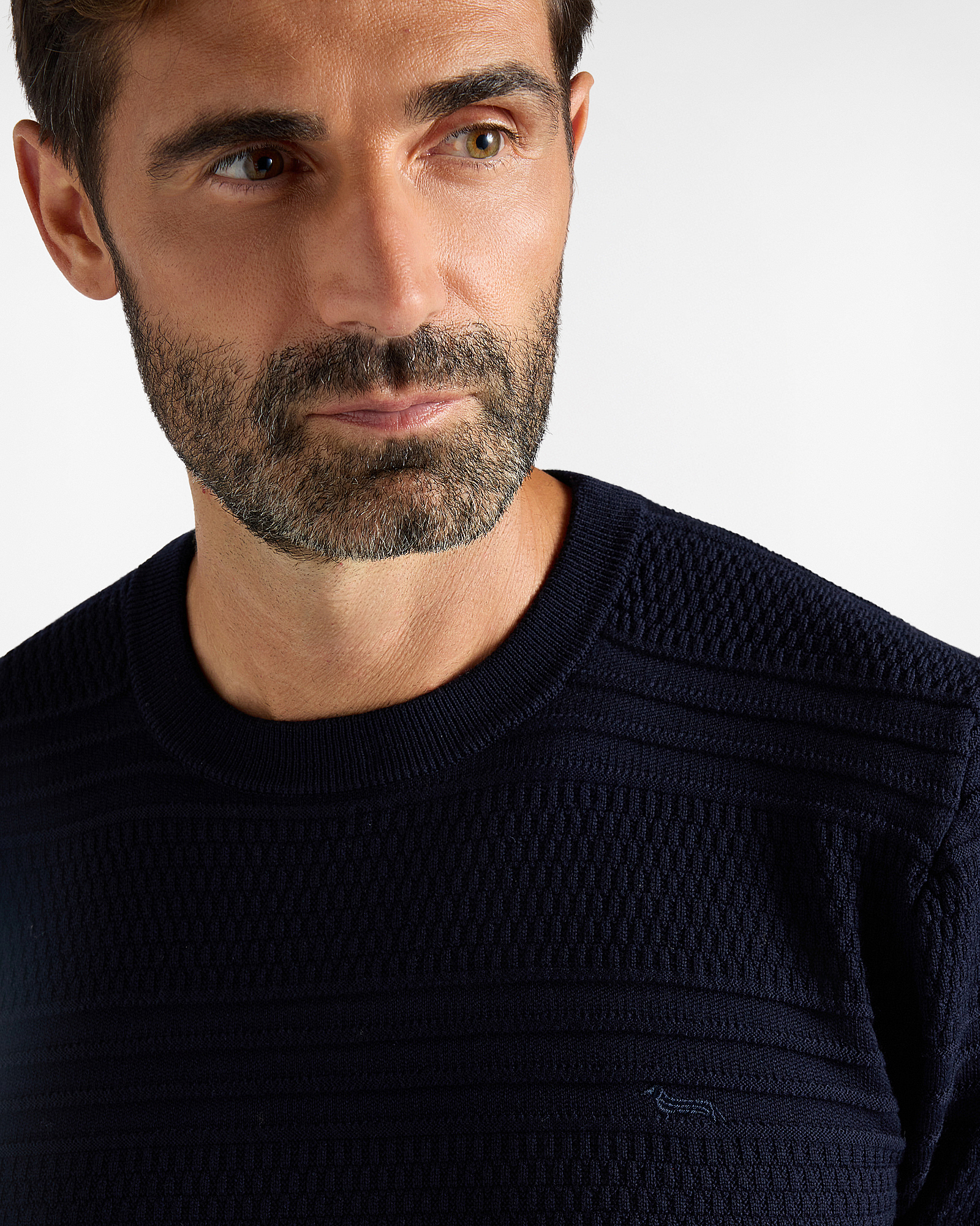 3D SOLID-COLOR CREW NECK, NAVY BLUE, large image number 2