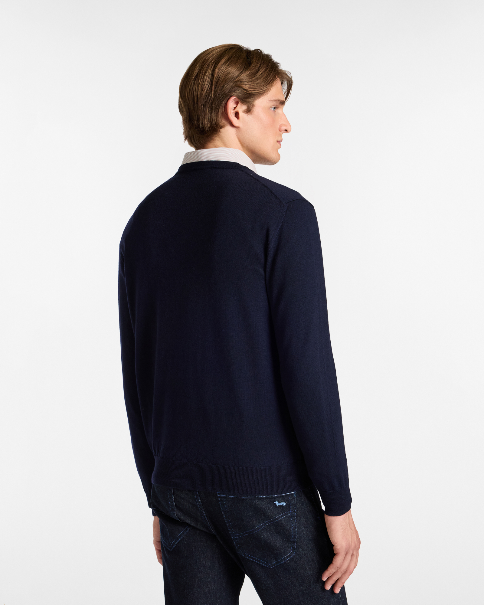 V-Neck Sweater, Navy Blue, large image number 1