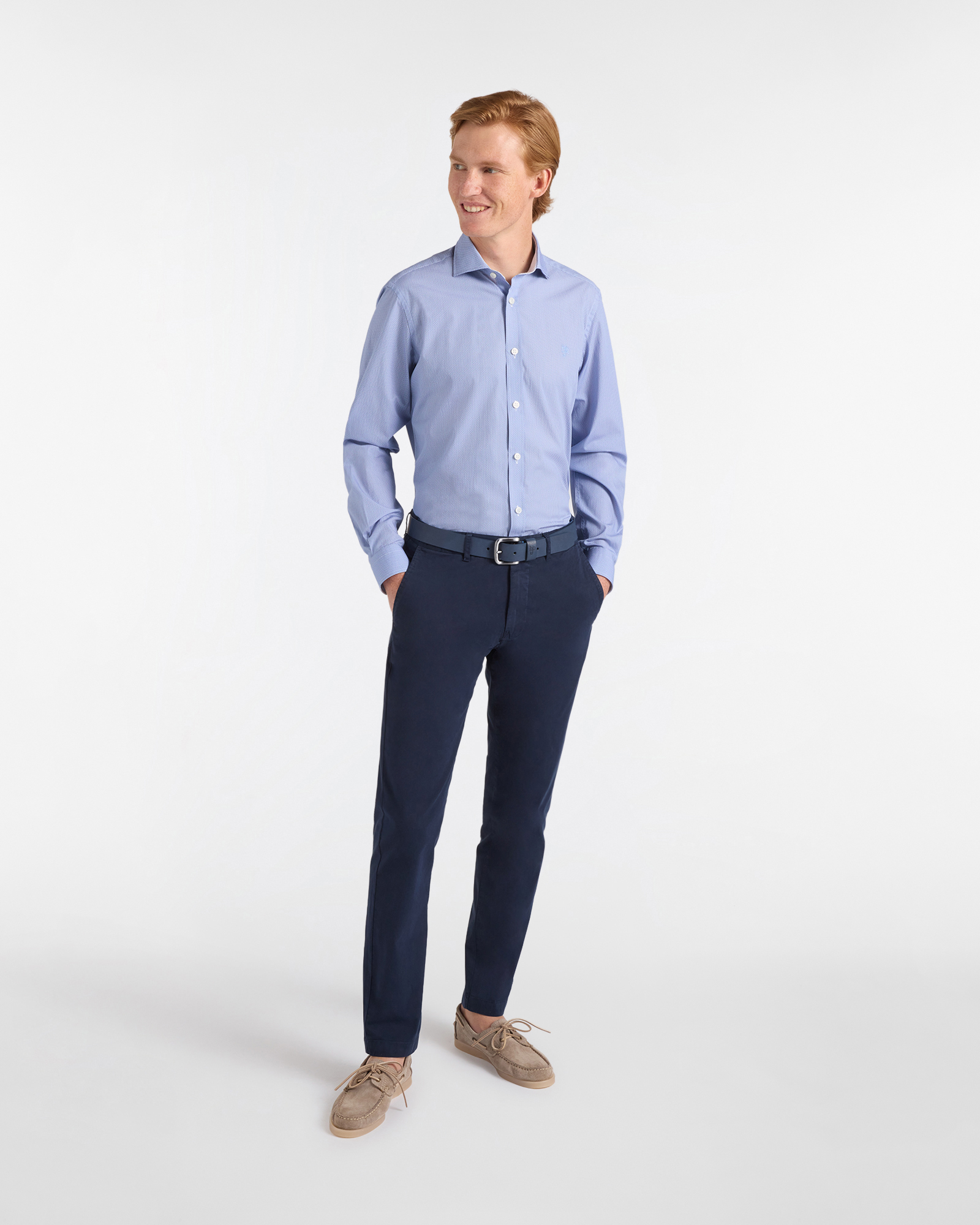 Camicia Uomo Collo Francese Narrow Fit, Azzurro polvere, large image number 3