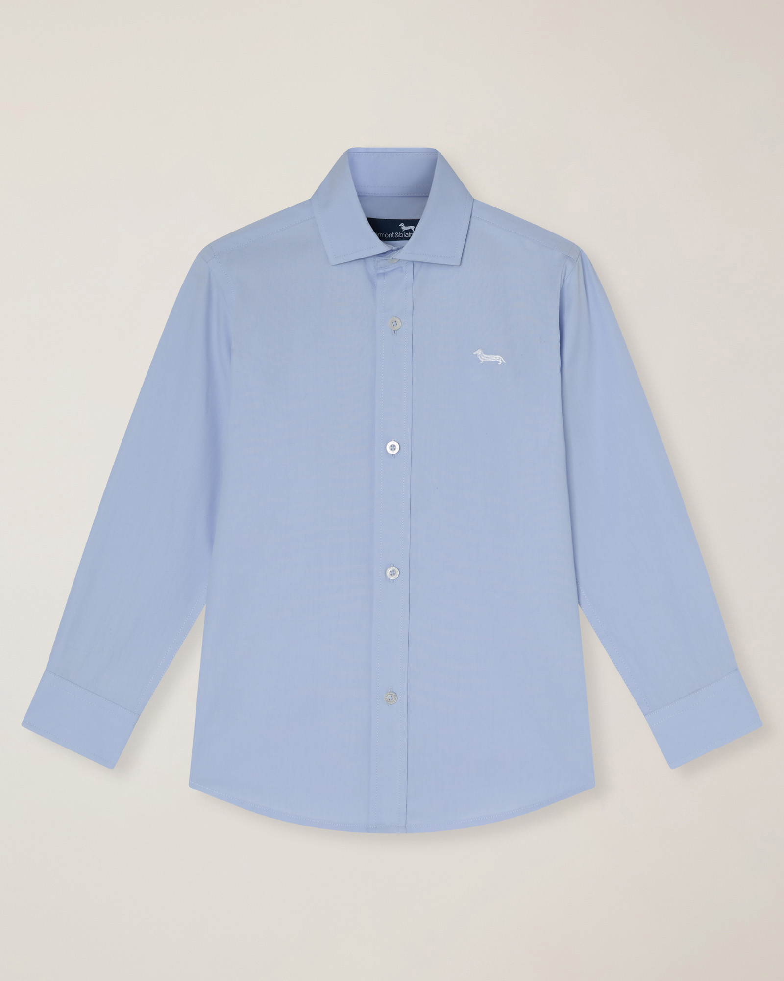 Solid-color shirt with spread collar, Light Blue, large