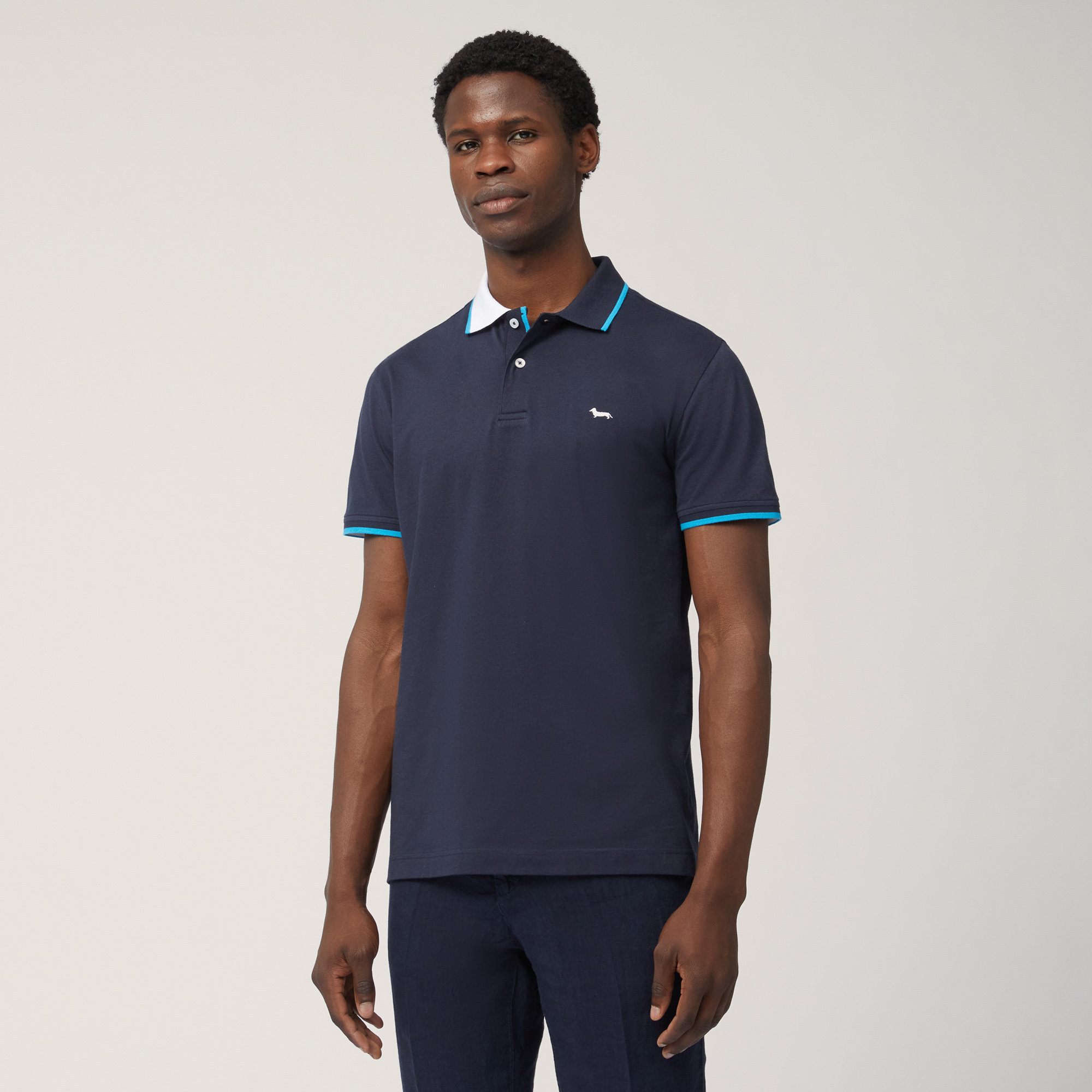 Polo with Two-Tone Collar, Blue, large image number 0