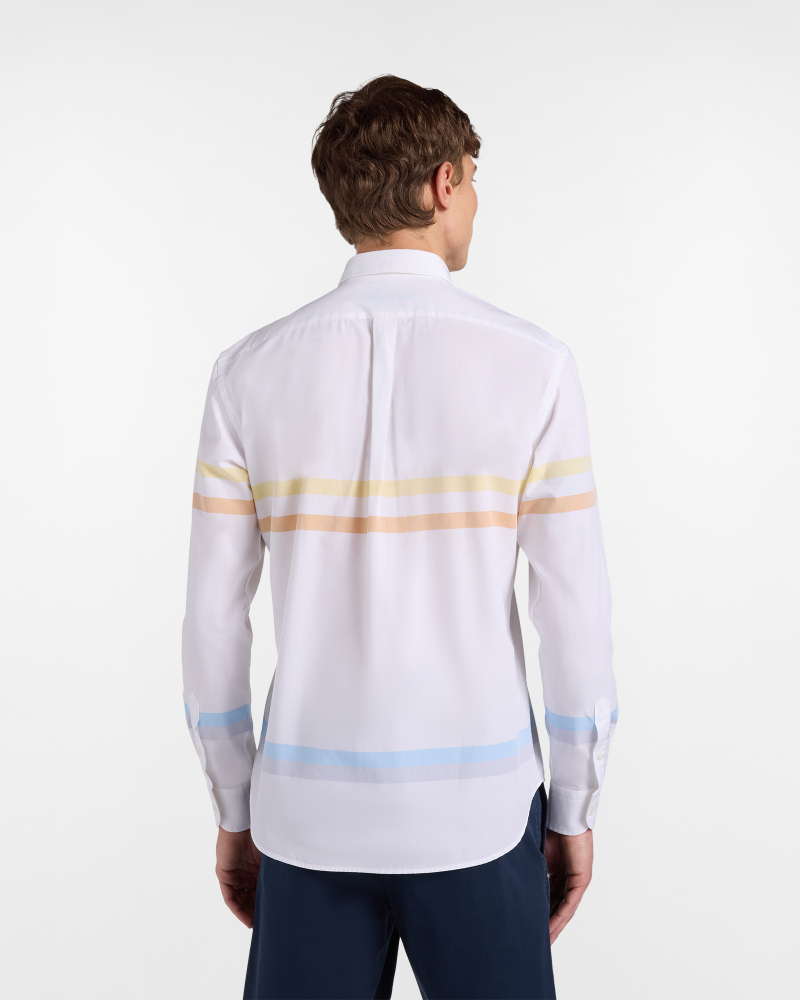 Camisa de hombre con rayas horizontales, Blanco, large image number 2