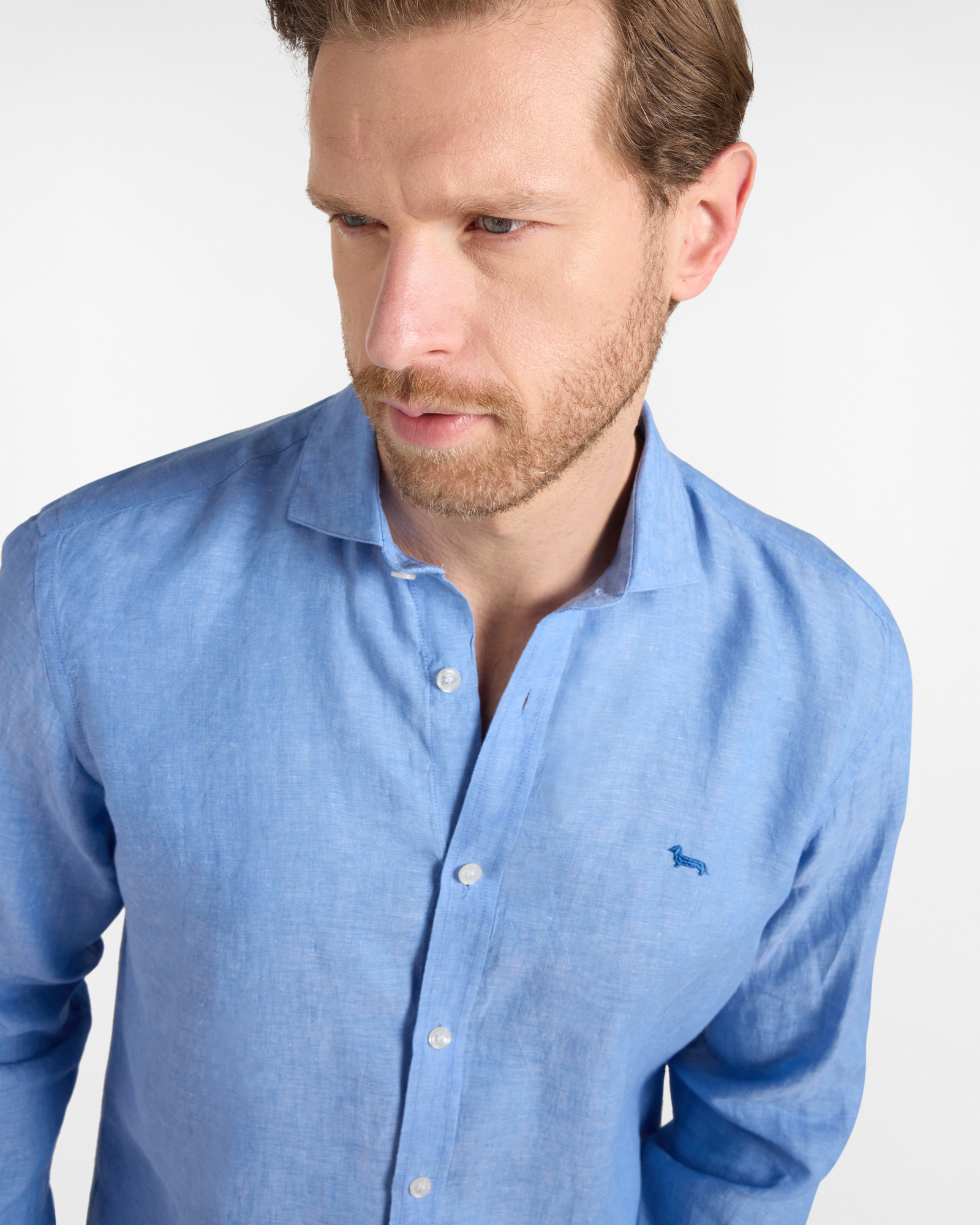 Men's narrow-fit linen shirt, Blue, large image number 2