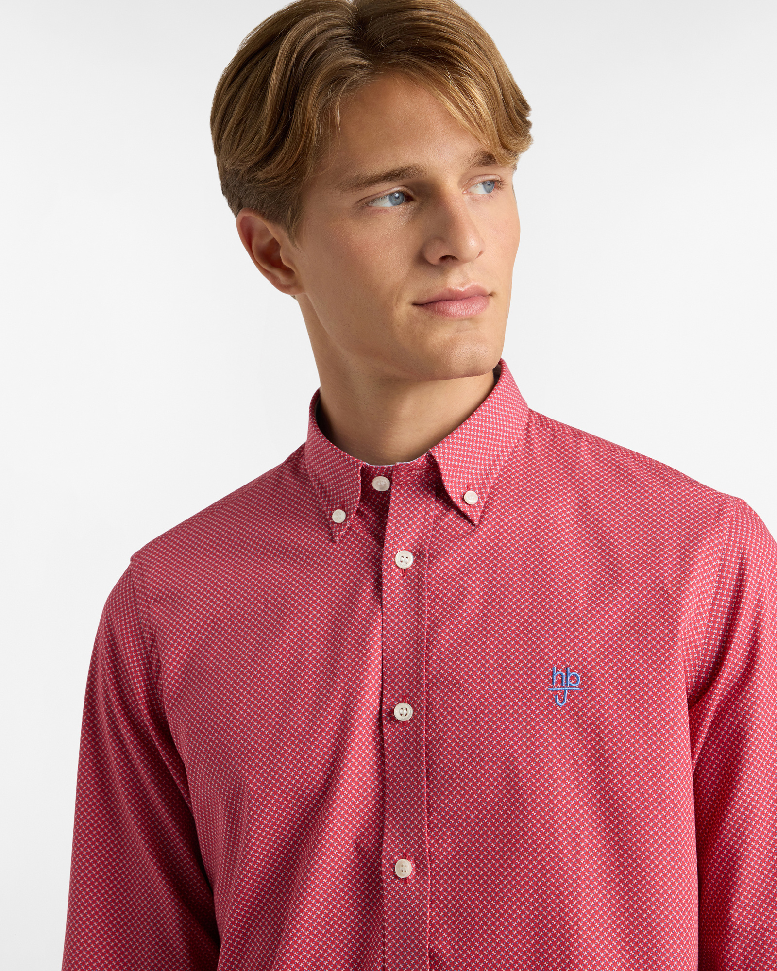 Camicia con micro fantasia, Rosso, large image number 2