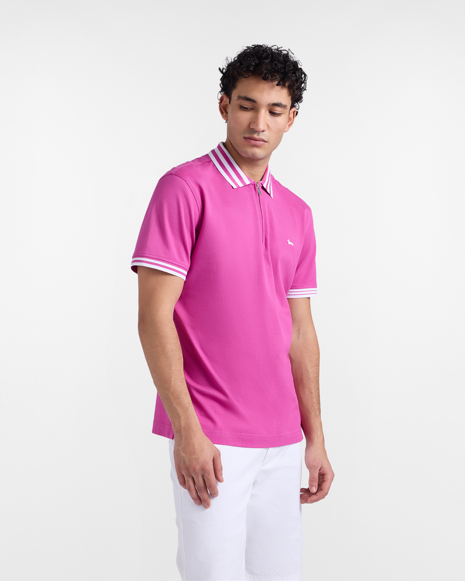 Polo de hombre con cremallera de la C&aacute;psula Sorbetto, Rojo, large