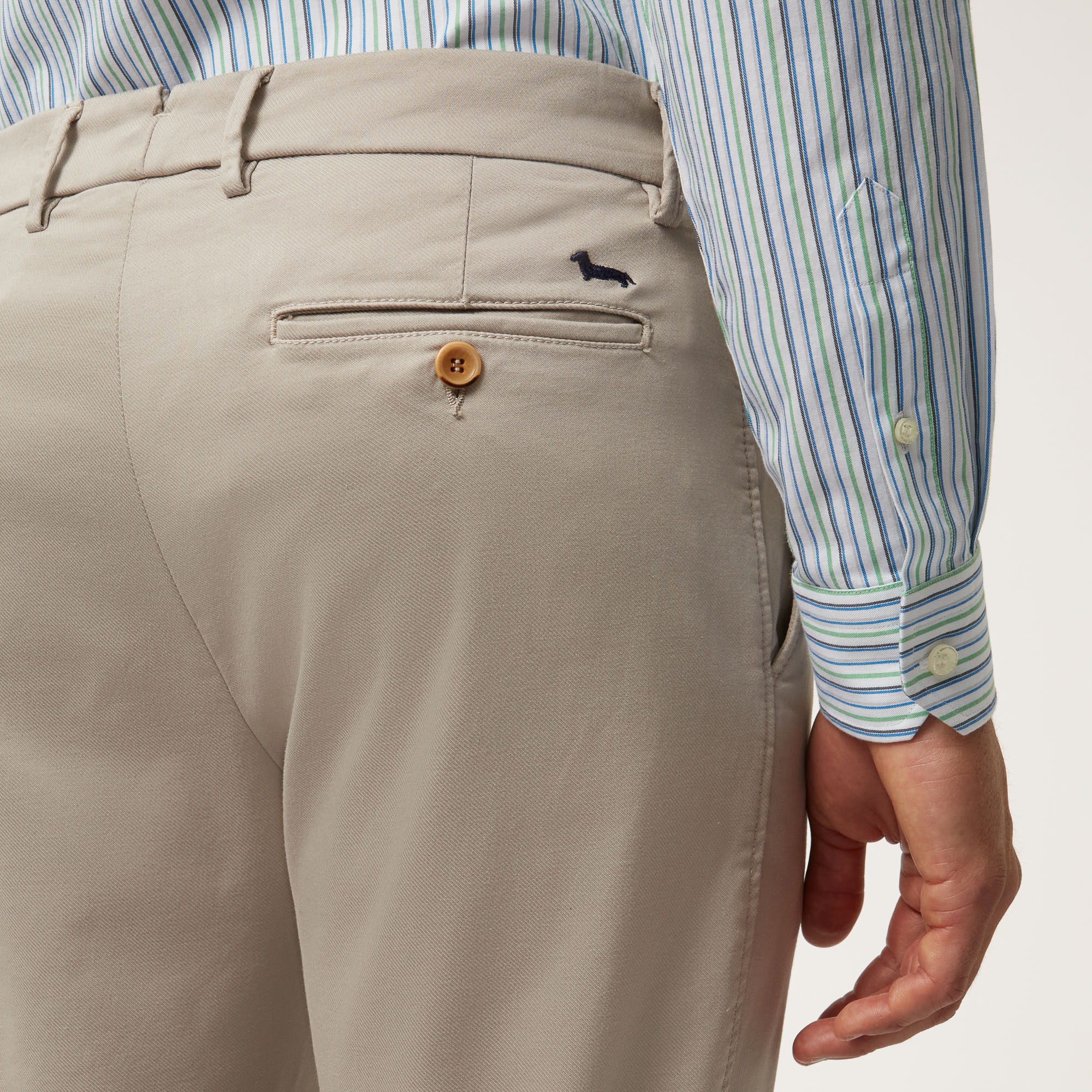 Pantalone Chino Narrow Fit In Tessuto Coolmax, Beige, large image number 2