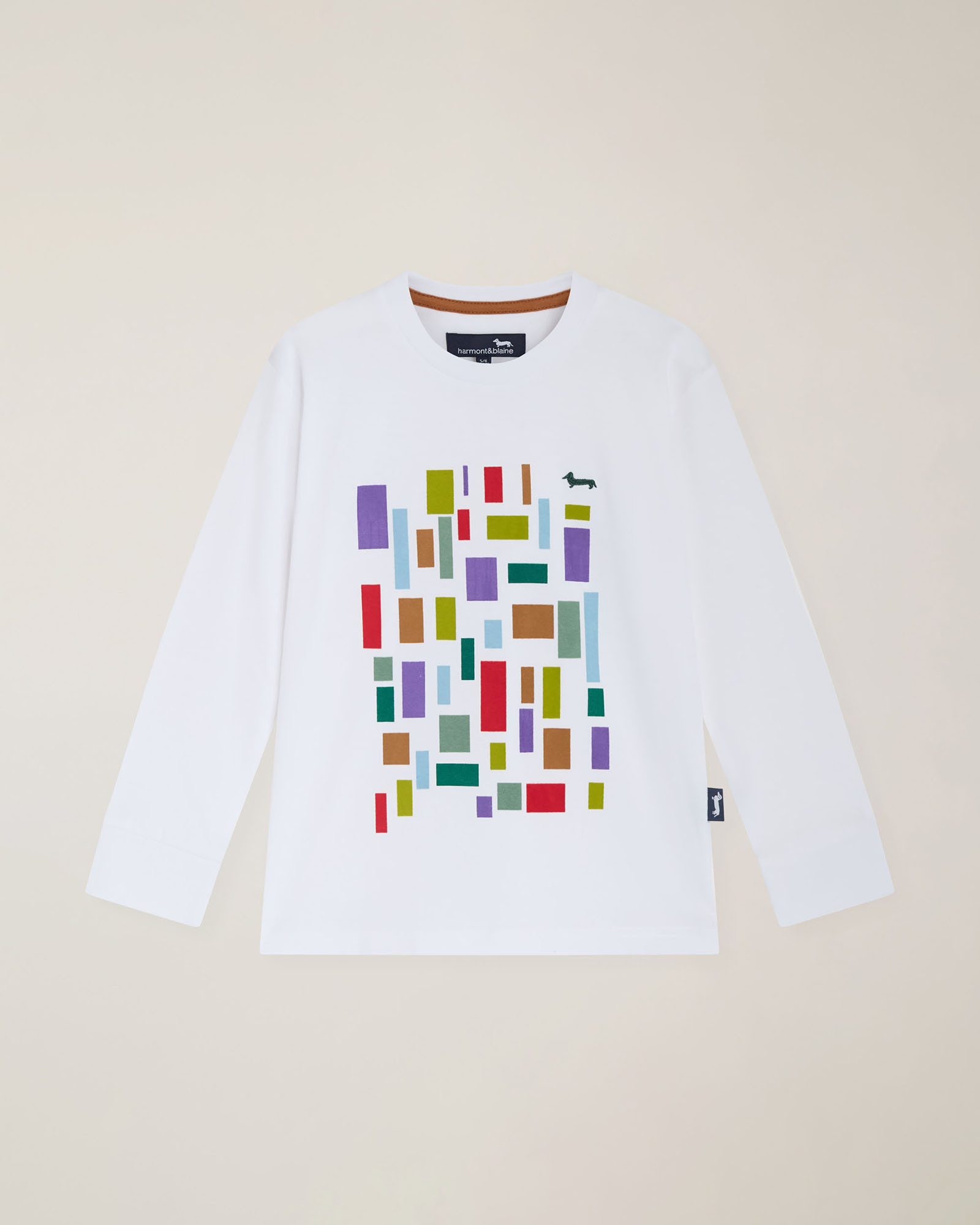 Jersey T‑shirt with print & multicolor embroidery