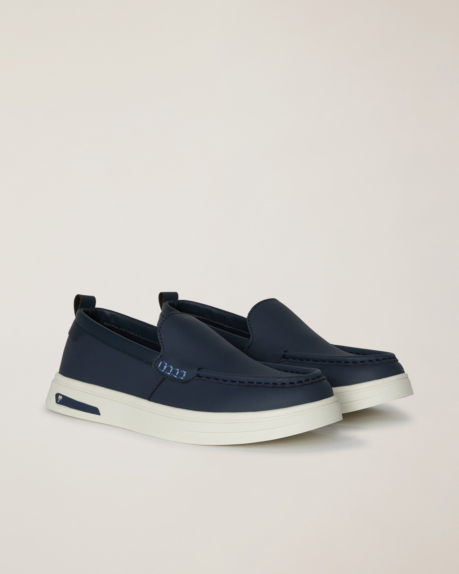 Leather Loafers with Contrast, Dark Blue, large image number 1