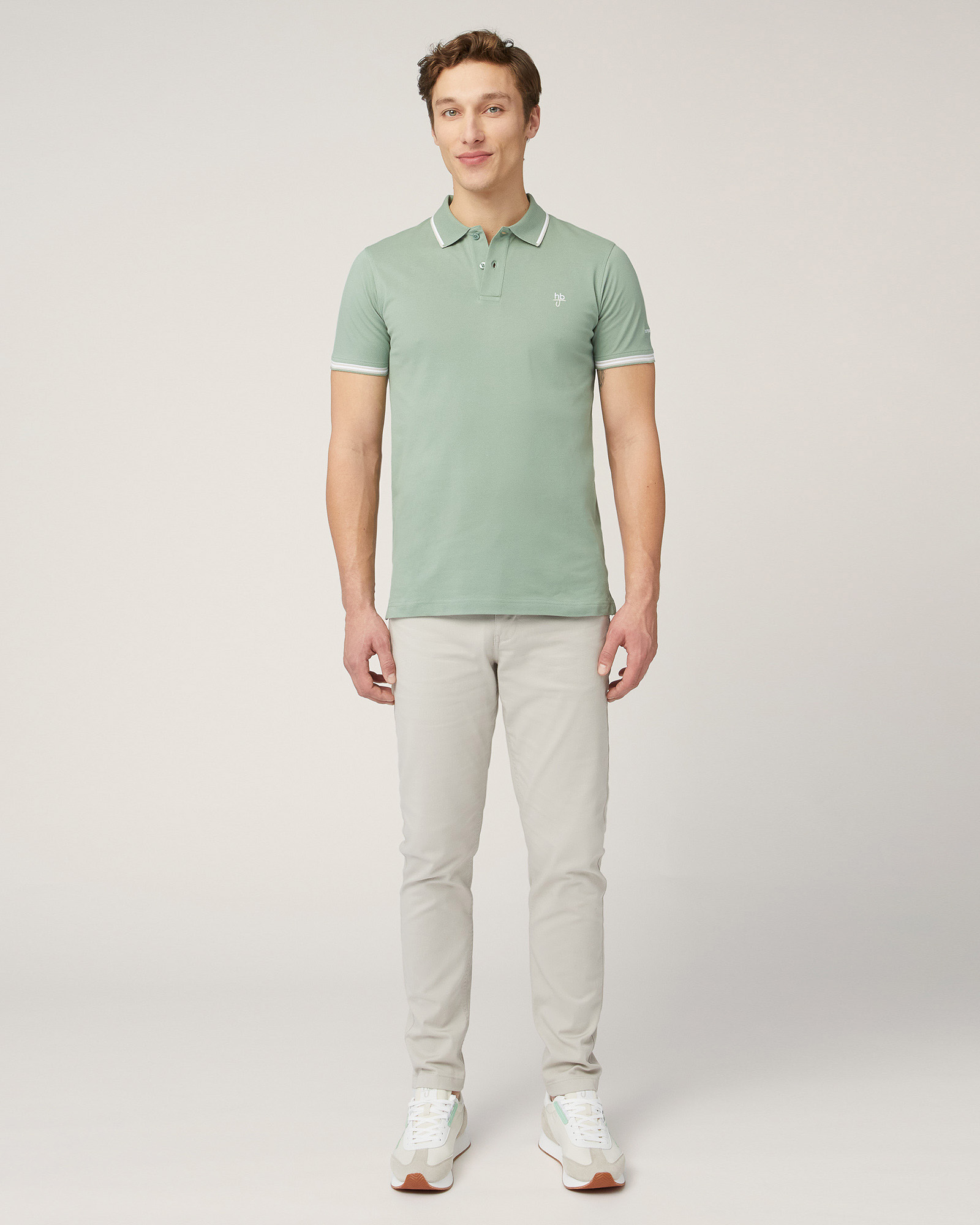 Polo with Contrasting Stripes, Moss Green, large image number 3