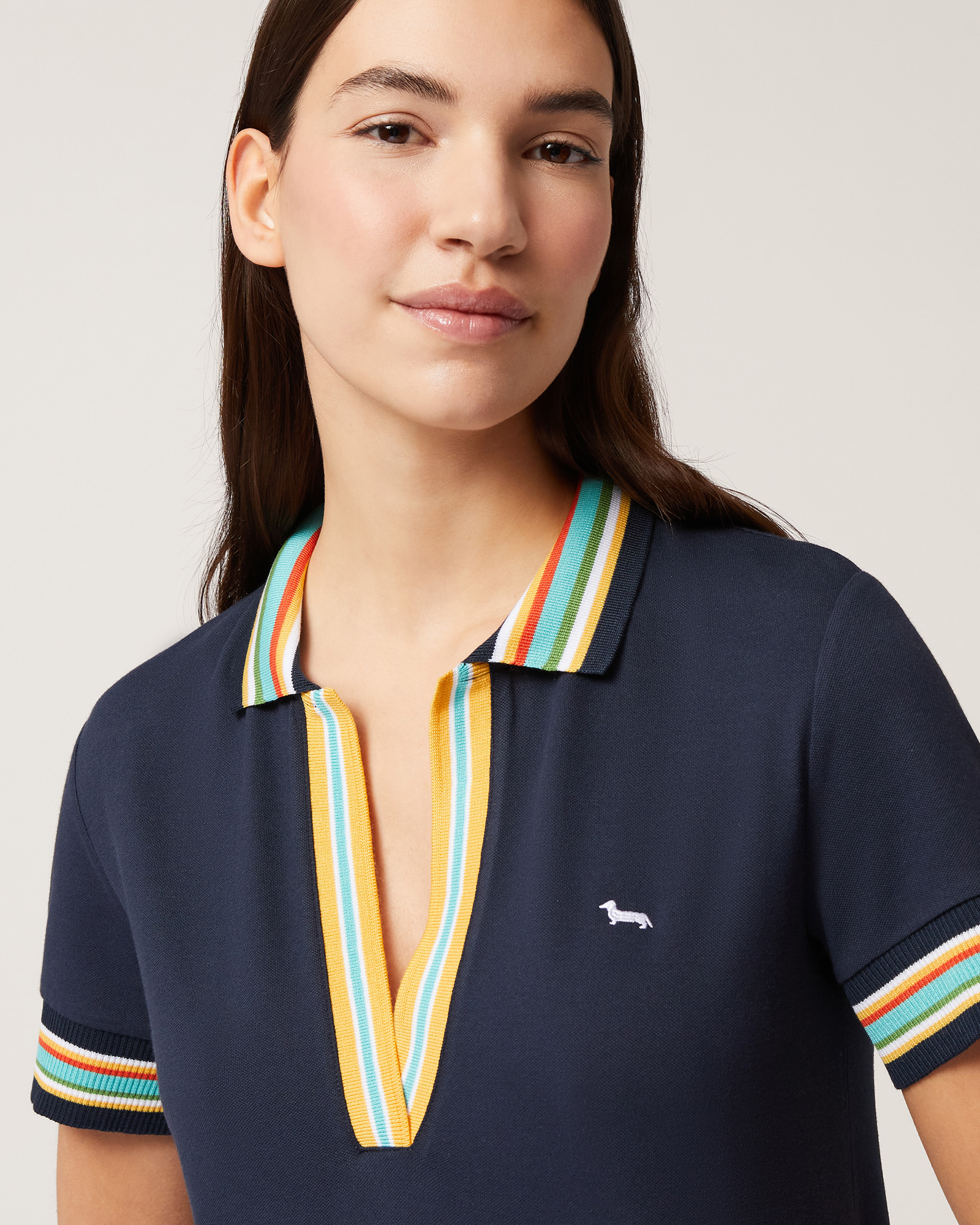 Polo with Striped Rib, Navy Blue, large image number 2