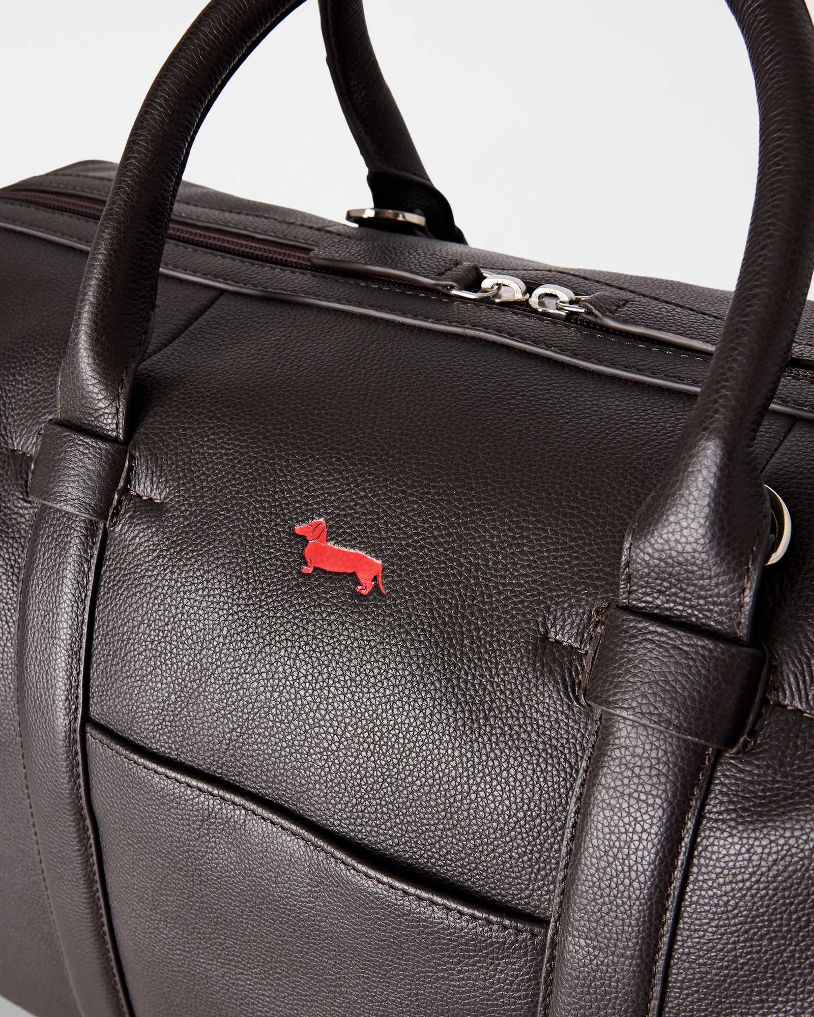 Men&rsquo;s travel bag in genuine dark oak leather, DARK OAK, large image number 2