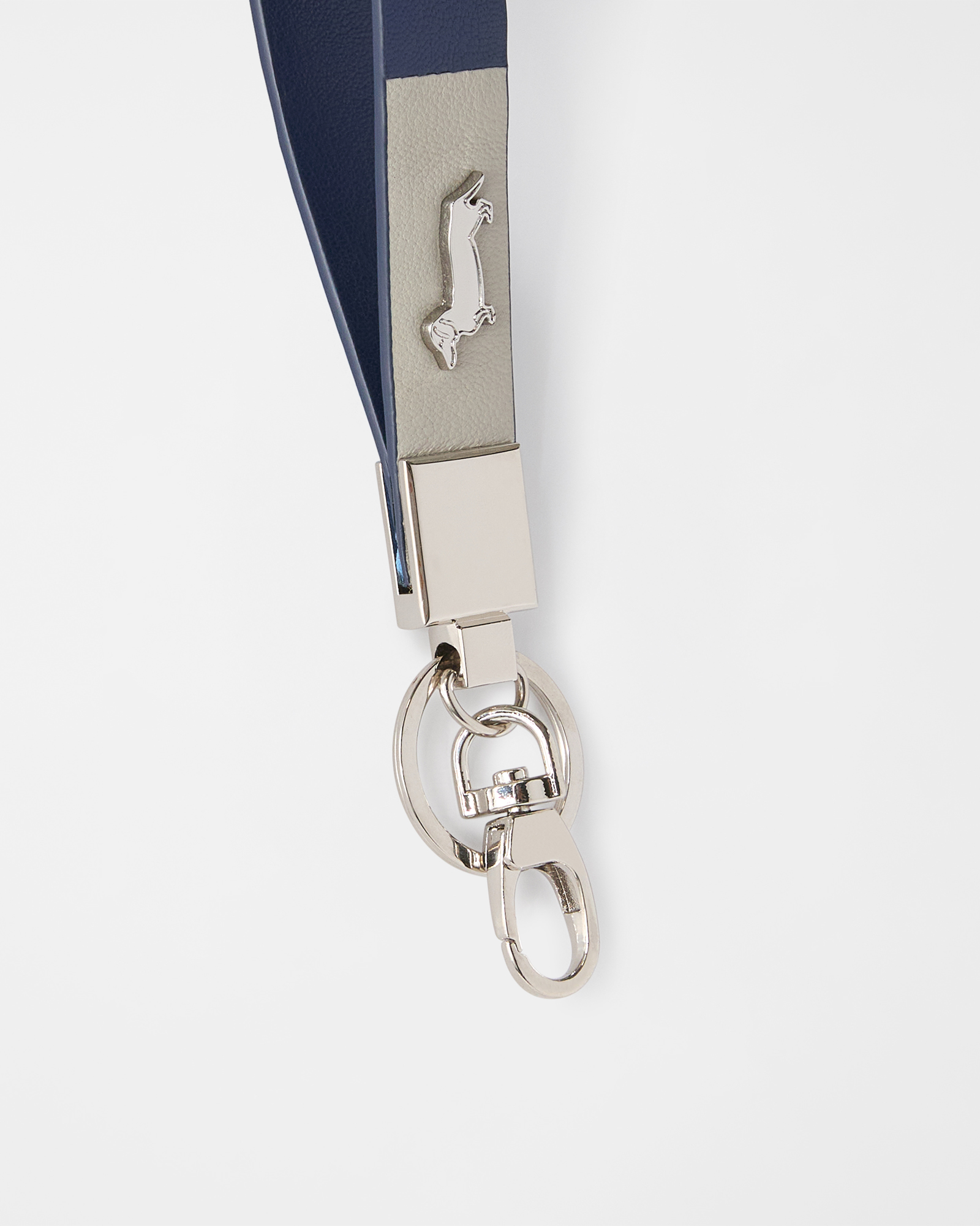 Leather Keychain, Navy Blue, large image number 1