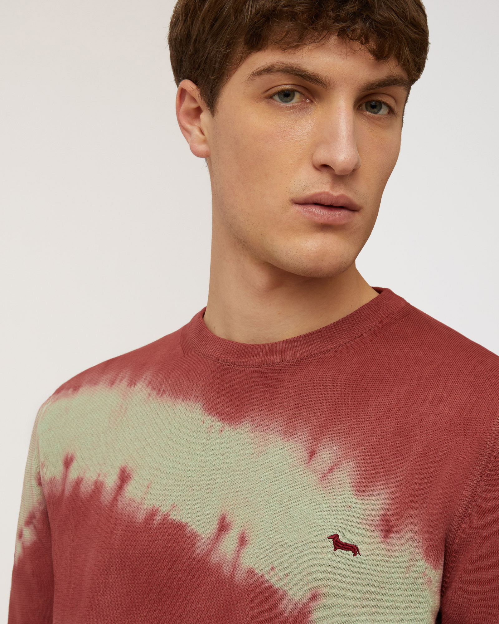 Gitans Tropical Tie-Dye Crew-Neck, Burgundy, large image number 2