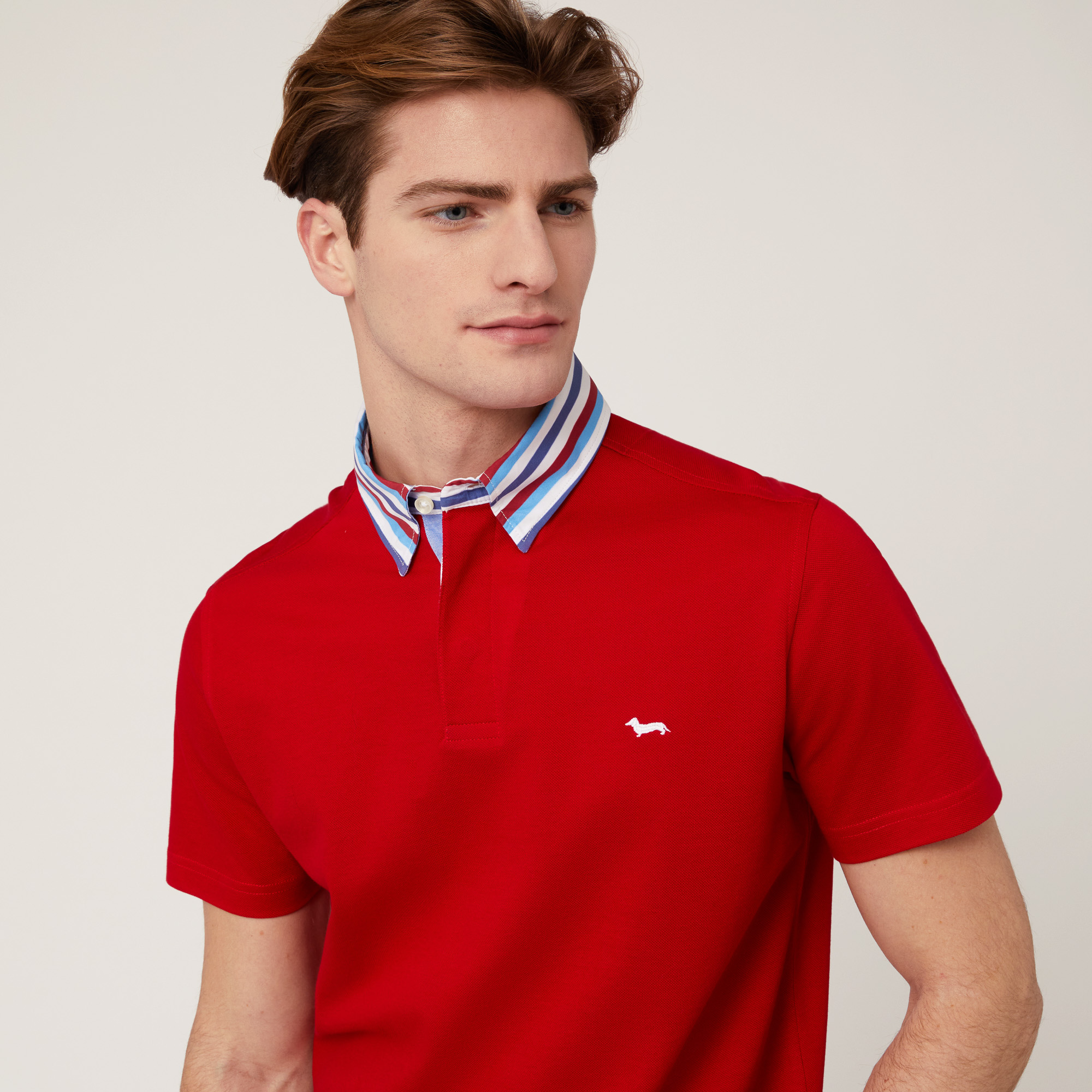 Vietri Polo Shirt with Multicolor Collar, Red, large image number 2
