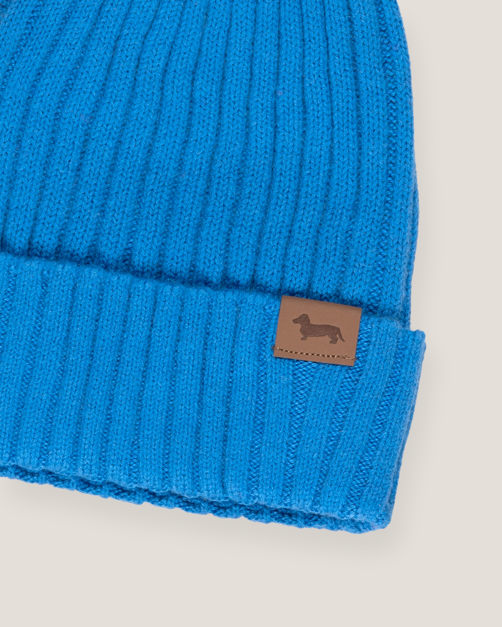 Ribbed wool blend beanie, Royal Blue, large
